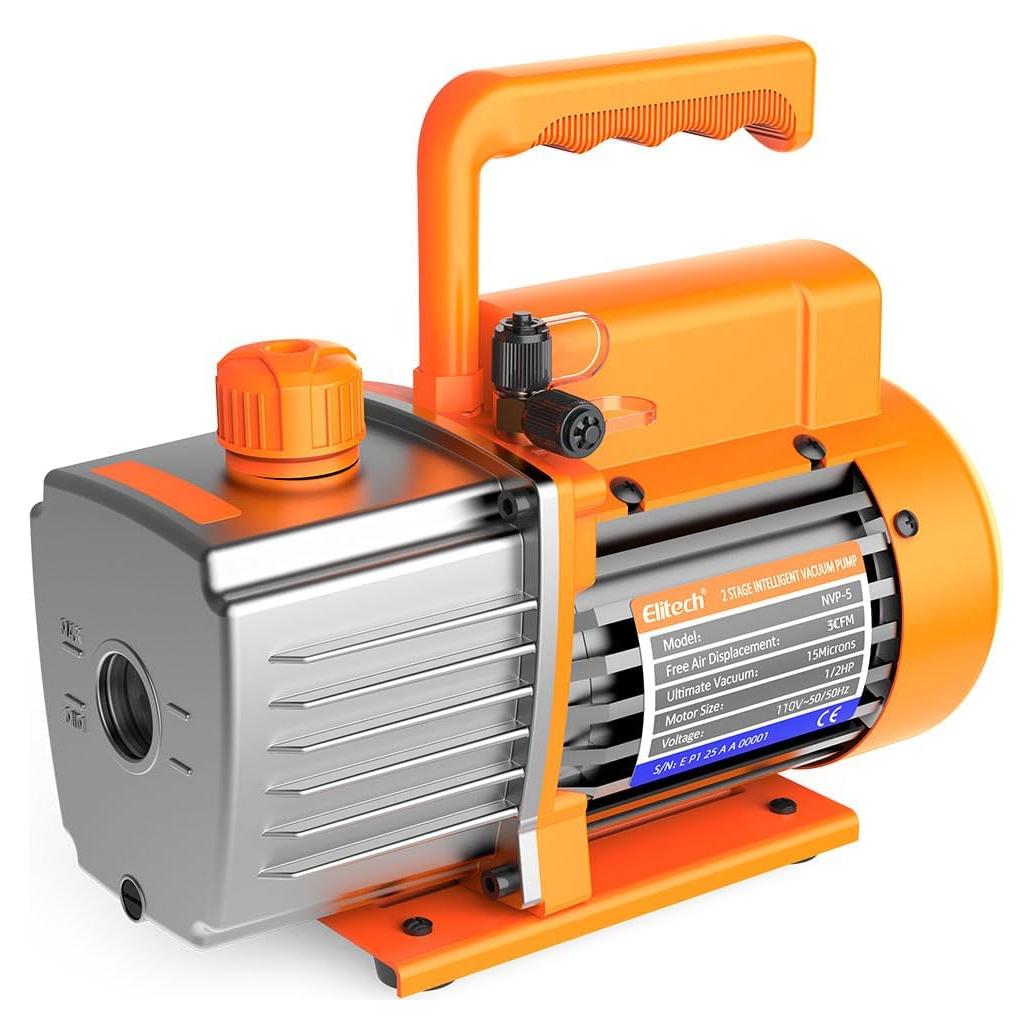 Bomba de Vacío Elitech NVP-5 5CFM 1/2HP para HVAC y Refrigeración