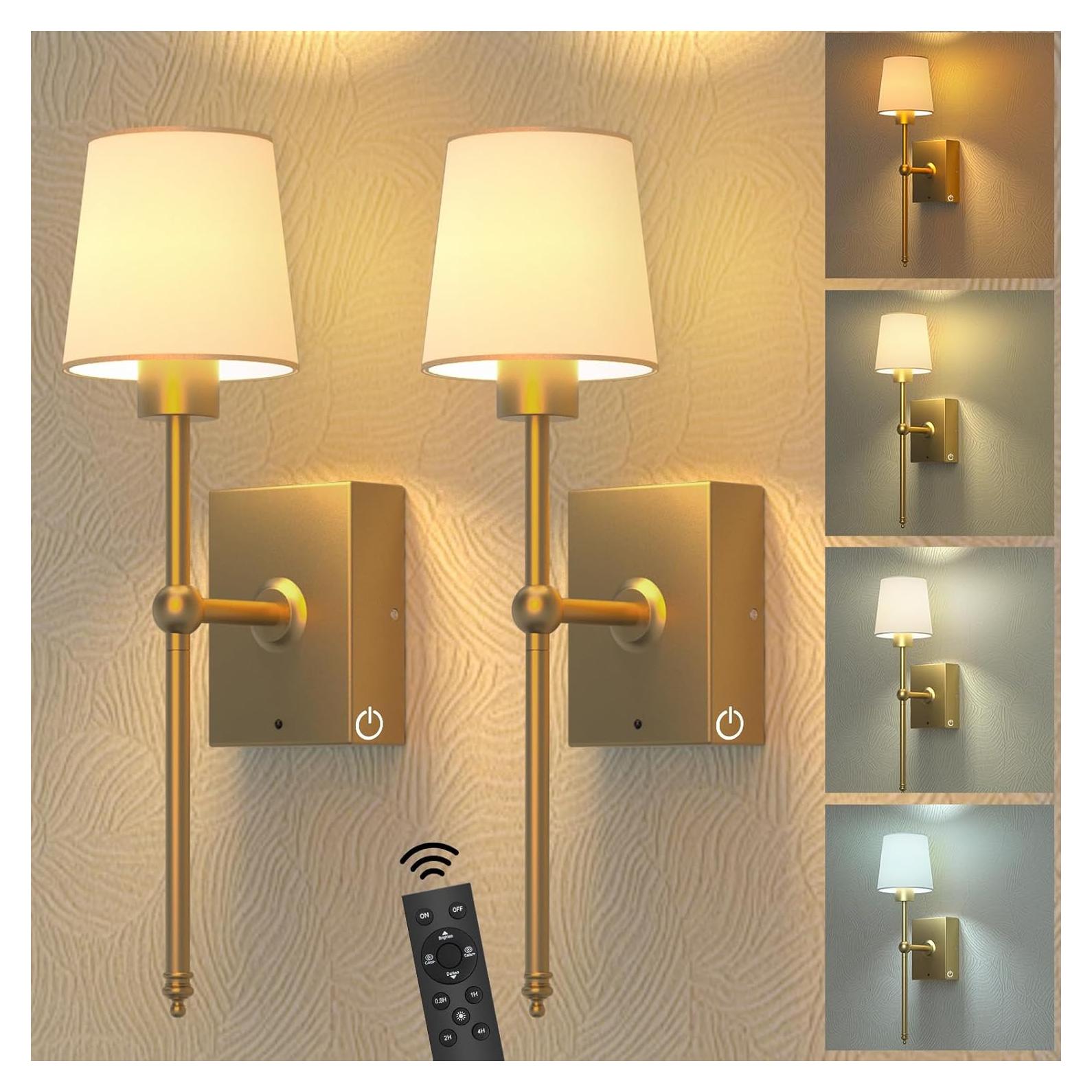 Juego de Apliques de Pared Inalámbricos iThird 2 Pzas Dorados