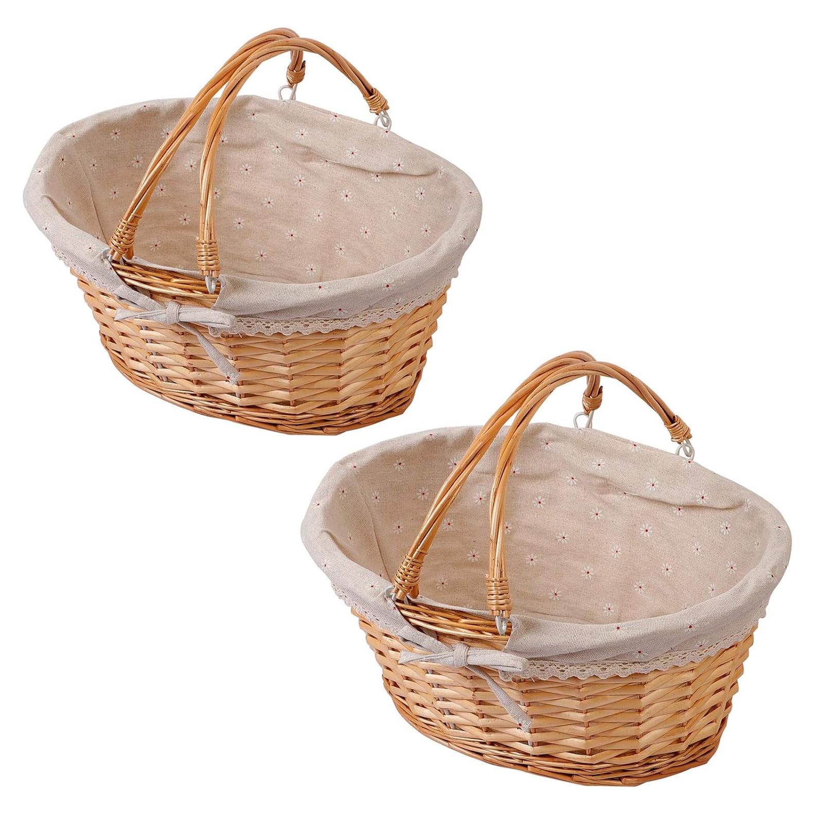 Cesta Tejida de Mimbre KINJOEK 2 Piezas 33x23x12 cm Natural