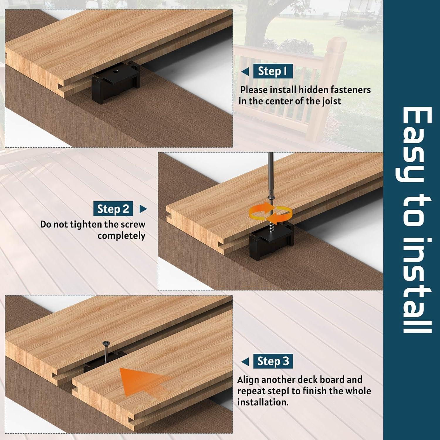 100 Sujetadores Ocultos Buzzlett para Decks con Tornillos Inox