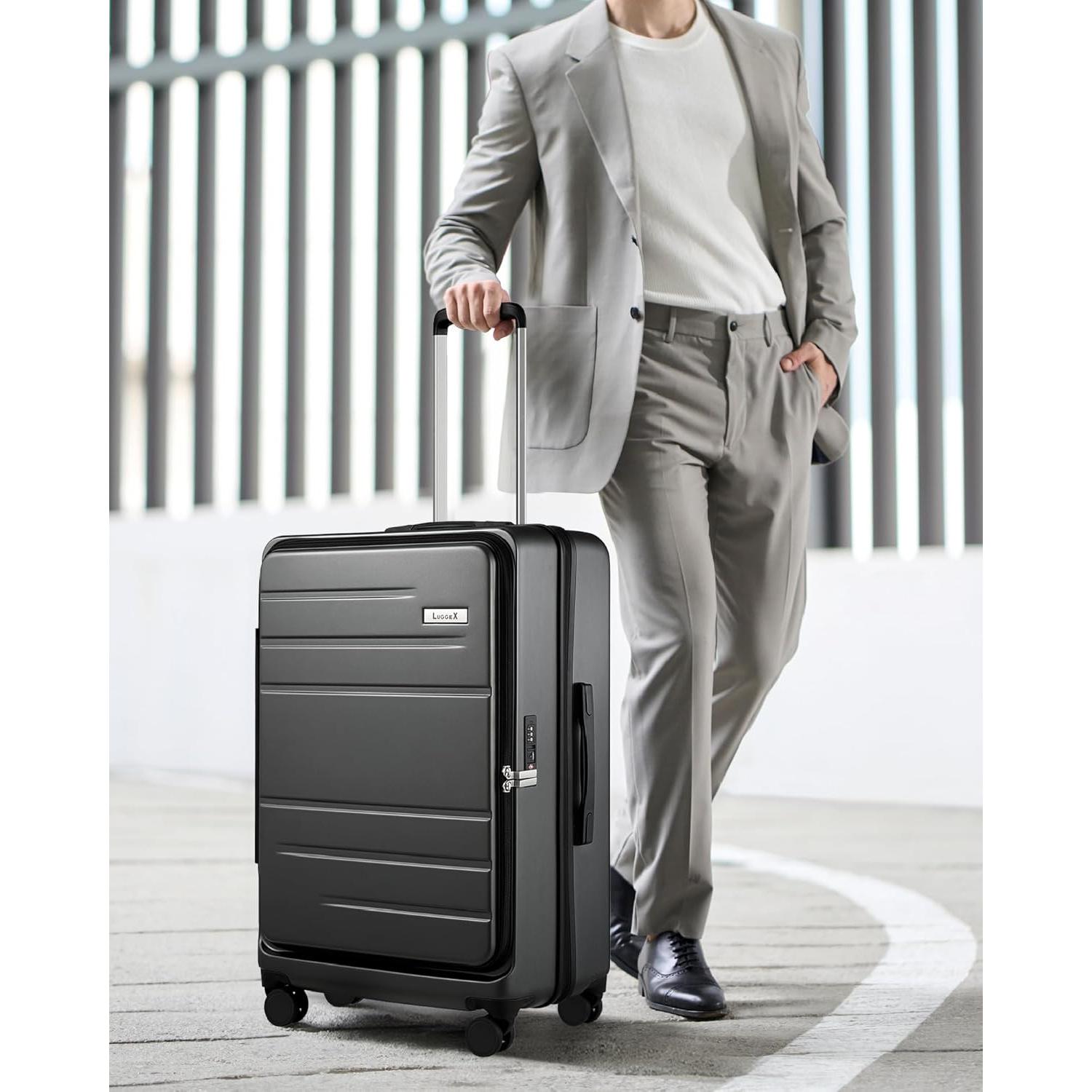 Maleta de Mano LUGGEX FLO5 Expandible 28" Policarbonato Negro