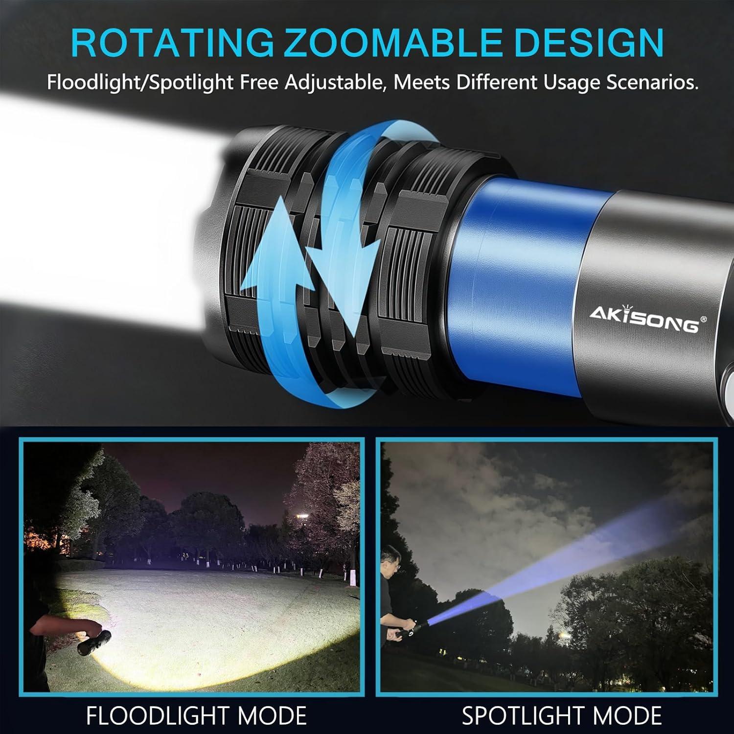 Linterna Recargable AKISONG N715 18000 Lúmenes 500m