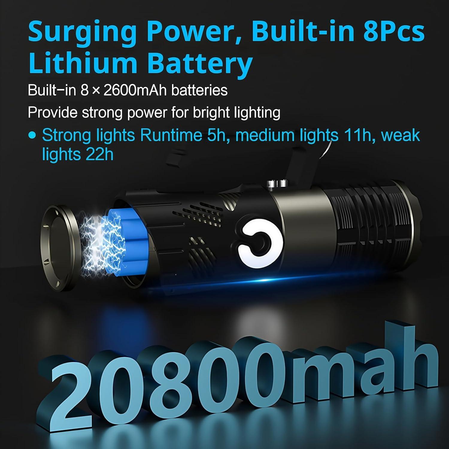 Linterna Recargable AKISONG N715 18000 Lúmenes 500m