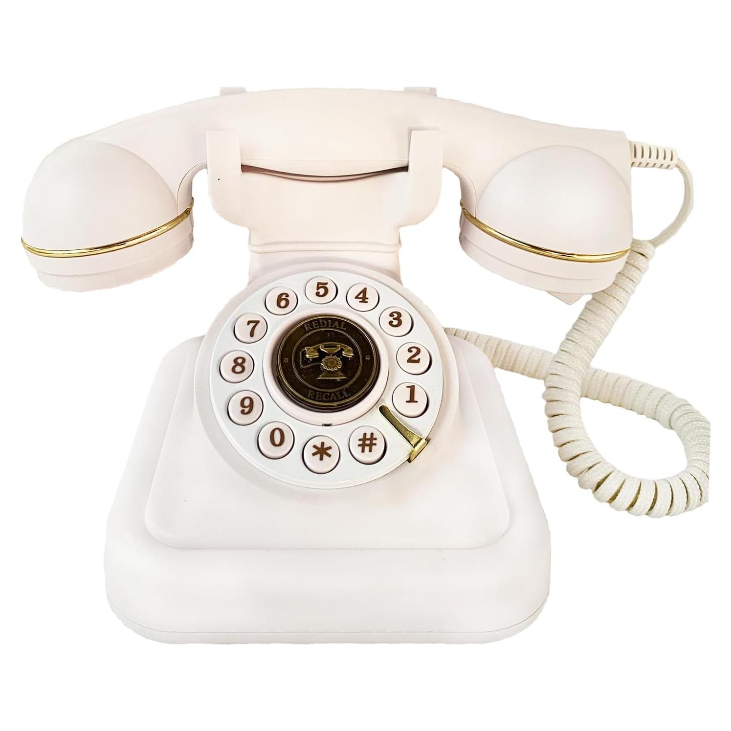 Teléfono de Línea Fija Retro Sentno Disco Vintage Blanco