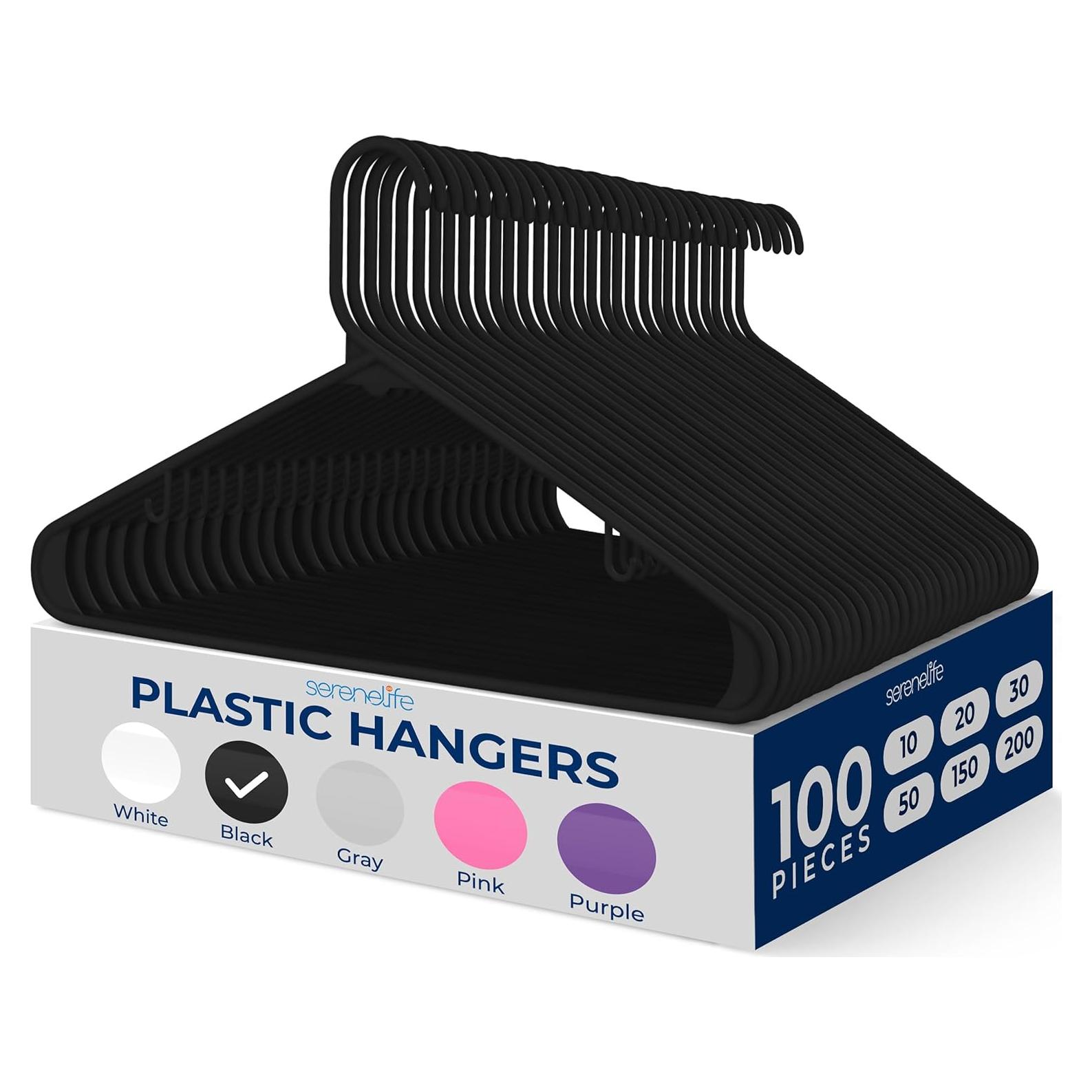 Perchas de Plástico SereneLife 100 Piezas Antideslizantes