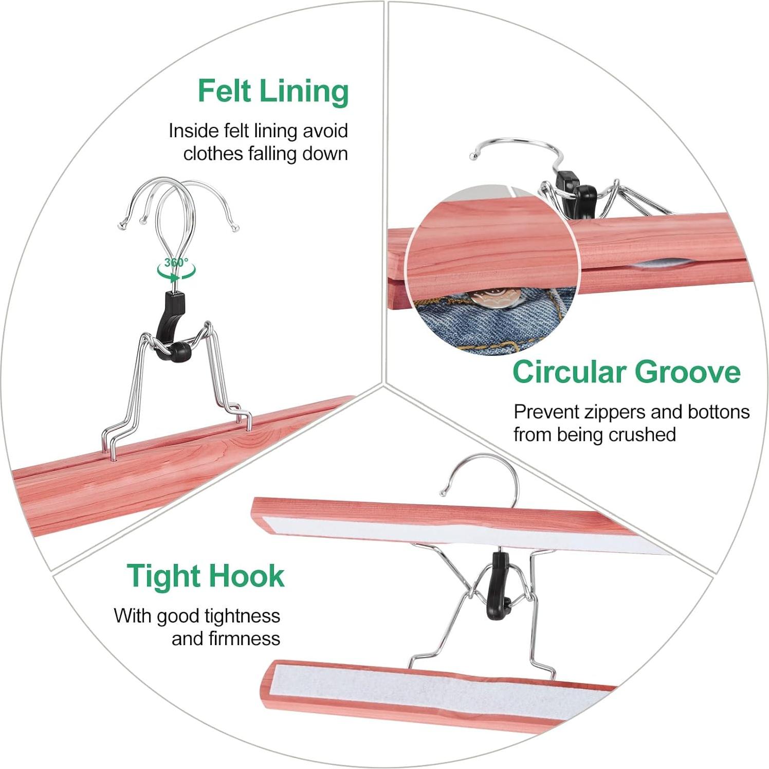 Perchas de Madera de Cedro TOPIA HANGER 12 Piezas Antideslizantes