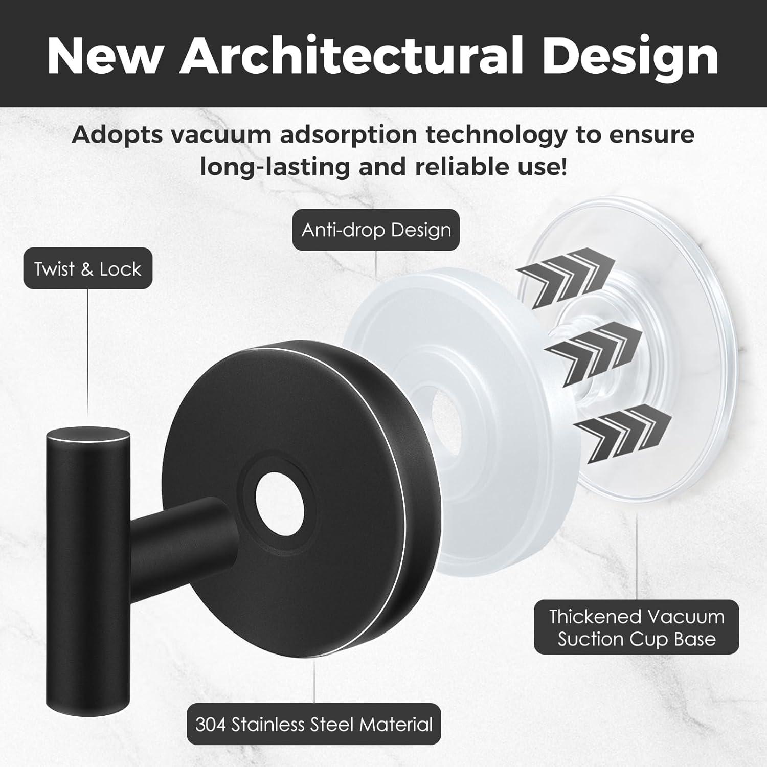 Ganchos de Ducha WingWider 4 Piezas Ventosa Alta Resistencia