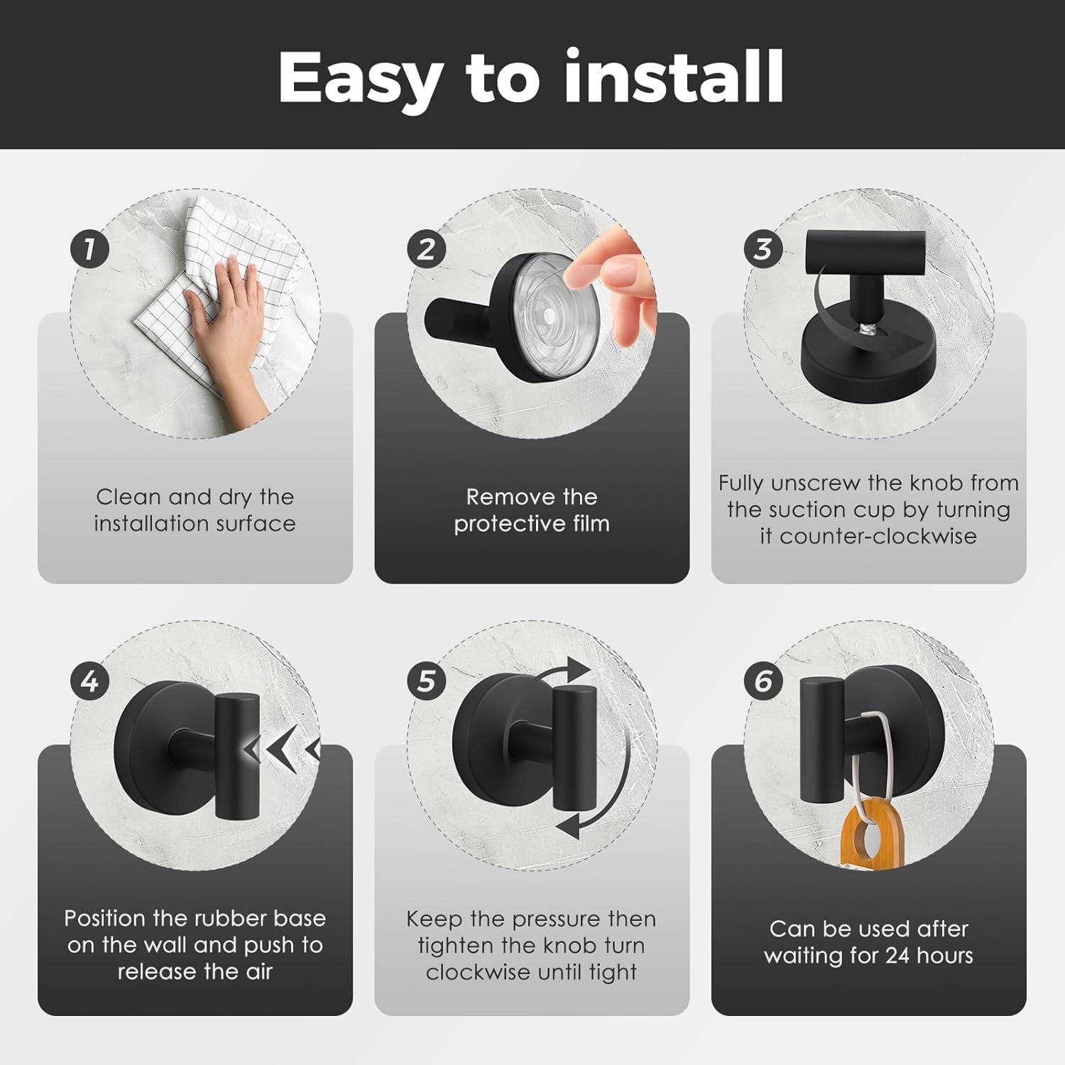 Ganchos de Ducha WingWider 4 Piezas Ventosa Alta Resistencia