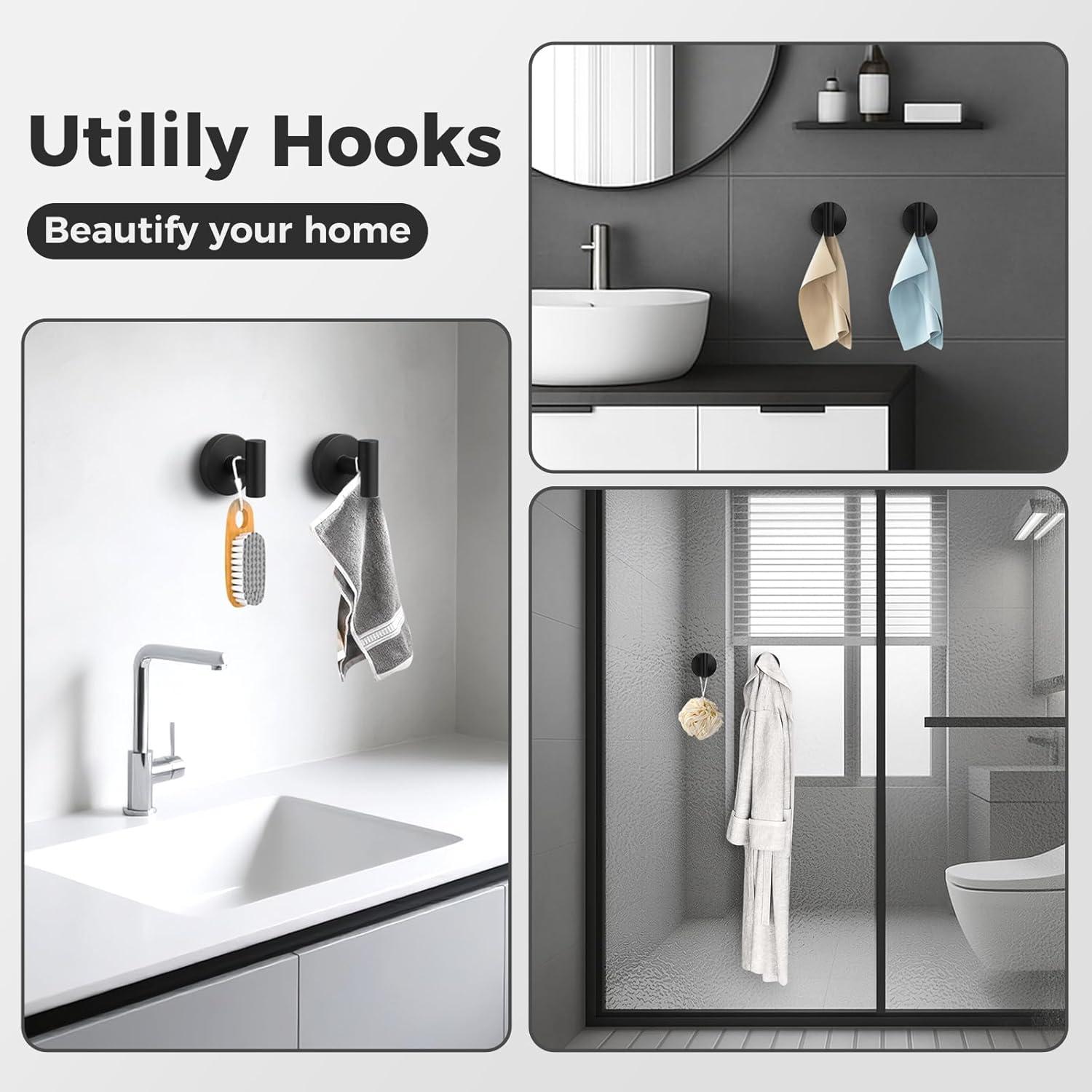 Ganchos de Ducha WingWider 4 Piezas Ventosa Alta Resistencia