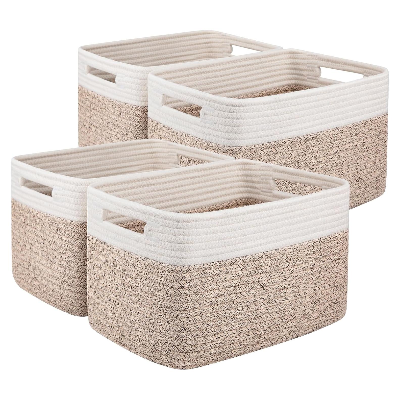 Cestas de Almacenamiento OIAHOMY 4 Piezas 33x23x20 cm Algodón