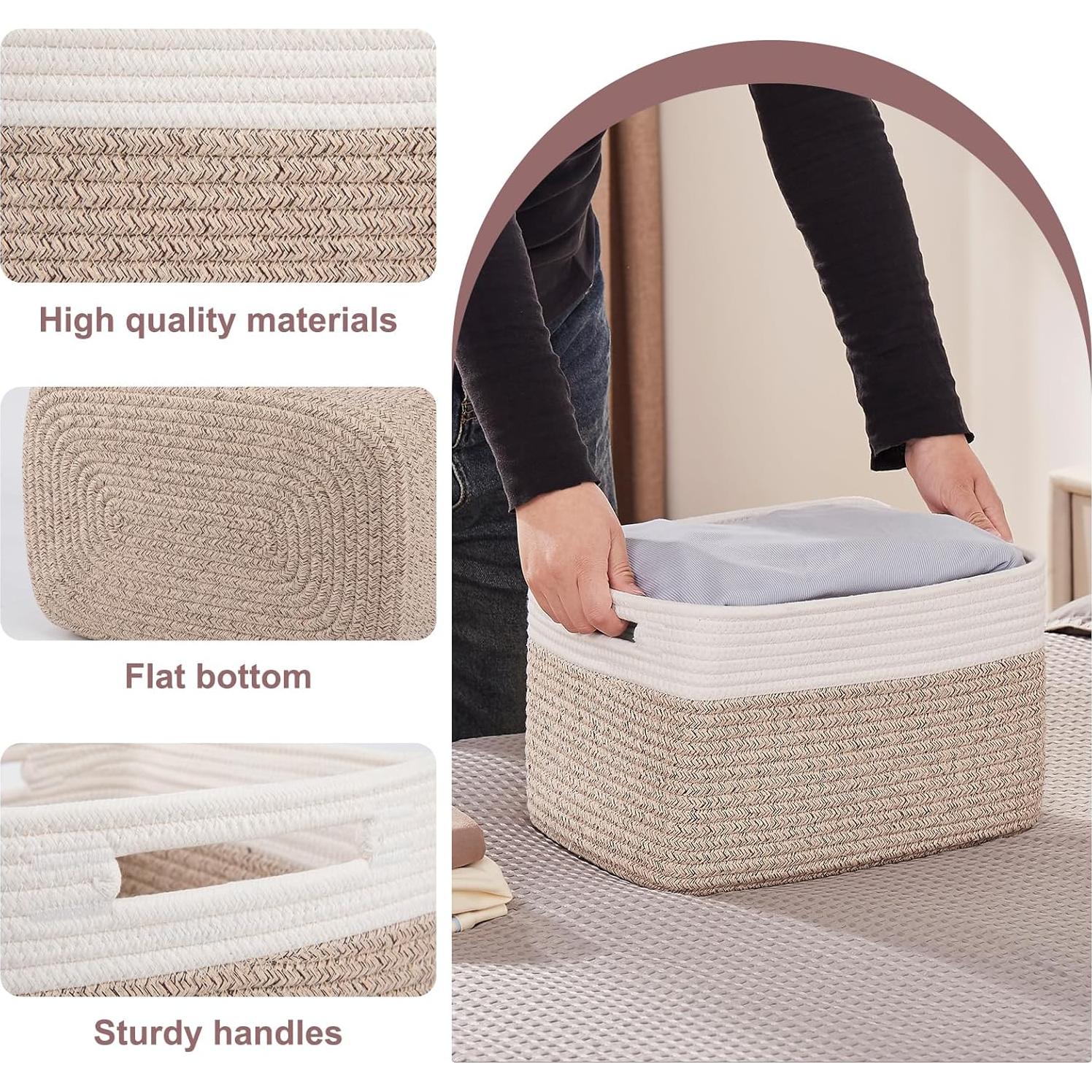 Cestas de Almacenamiento OIAHOMY 4 Piezas 33x23x20 cm Algodón