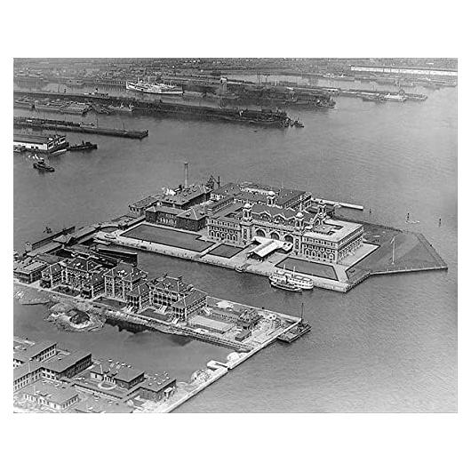 Fotografía Aérea Ellis Island Nueva York 1920 30x22 cm