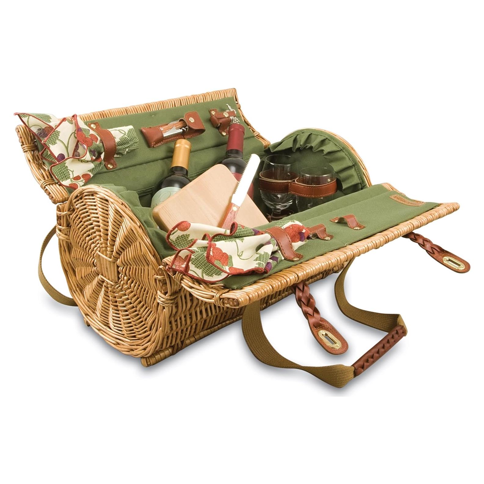 Cesta de Picnic de Vino y Queso Verona Picnic Time - Verde Pino