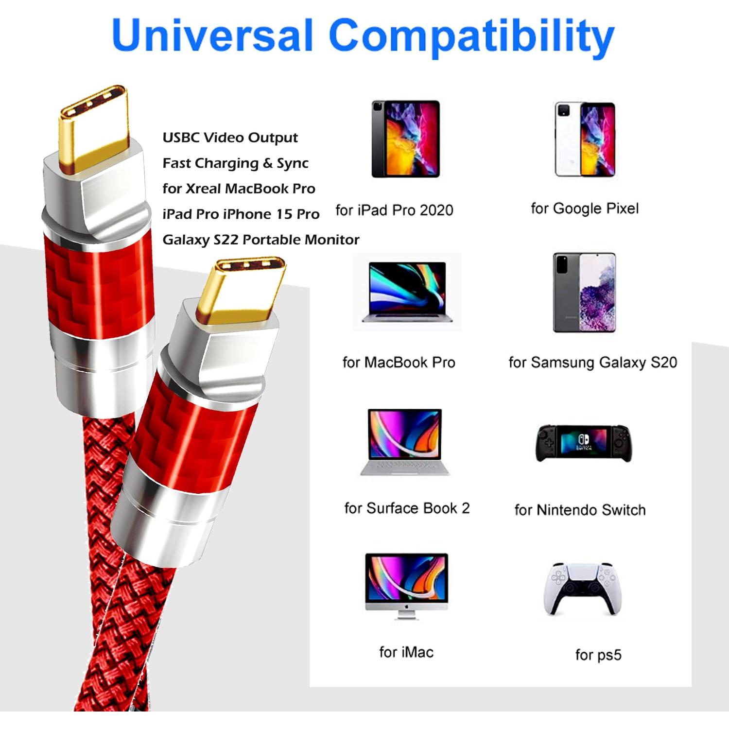 Cable USB Tipo C 9.14m YOTETION 4K 240W Rojo