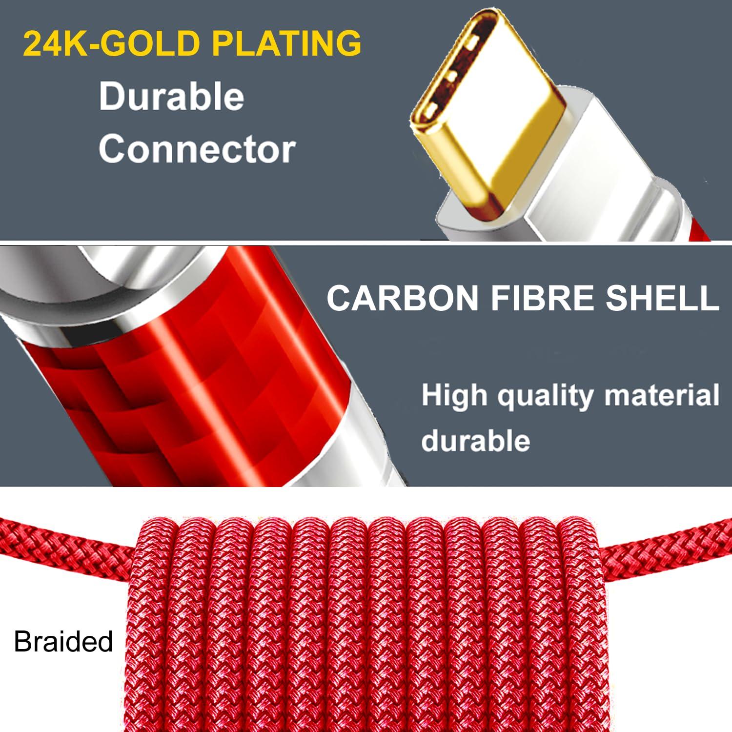 Cable USB Tipo C 9.14m YOTETION 4K 240W Rojo