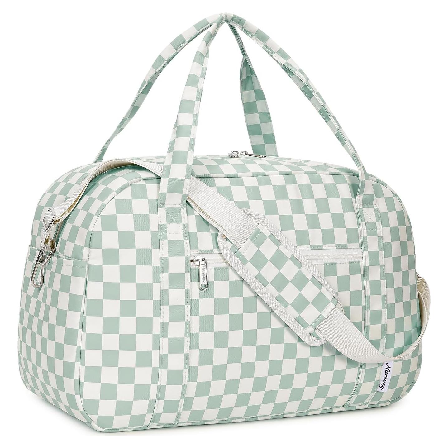 Bolsa de mano Narwey 43x29 cm Cuadrícula verde menta 25L