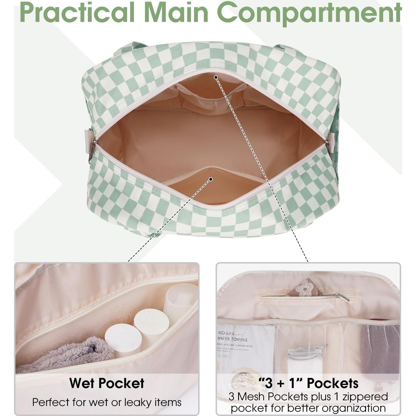 Bolsa de mano Narwey 43x29 cm Cuadrícula verde menta 25L