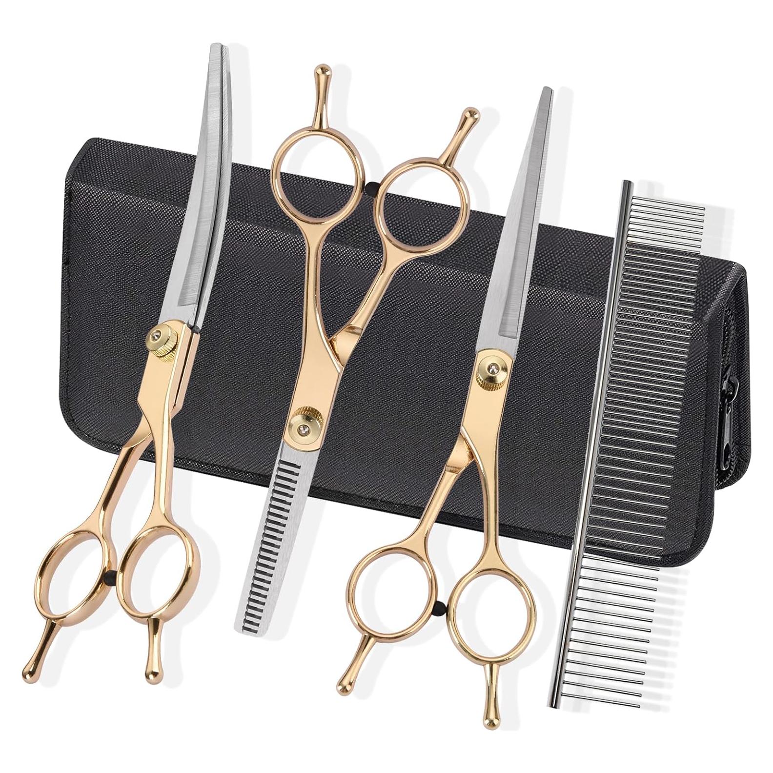 Kit de Aseo para Perros Fcysy - Tijeras 5 en 1 Acero Inoxidable