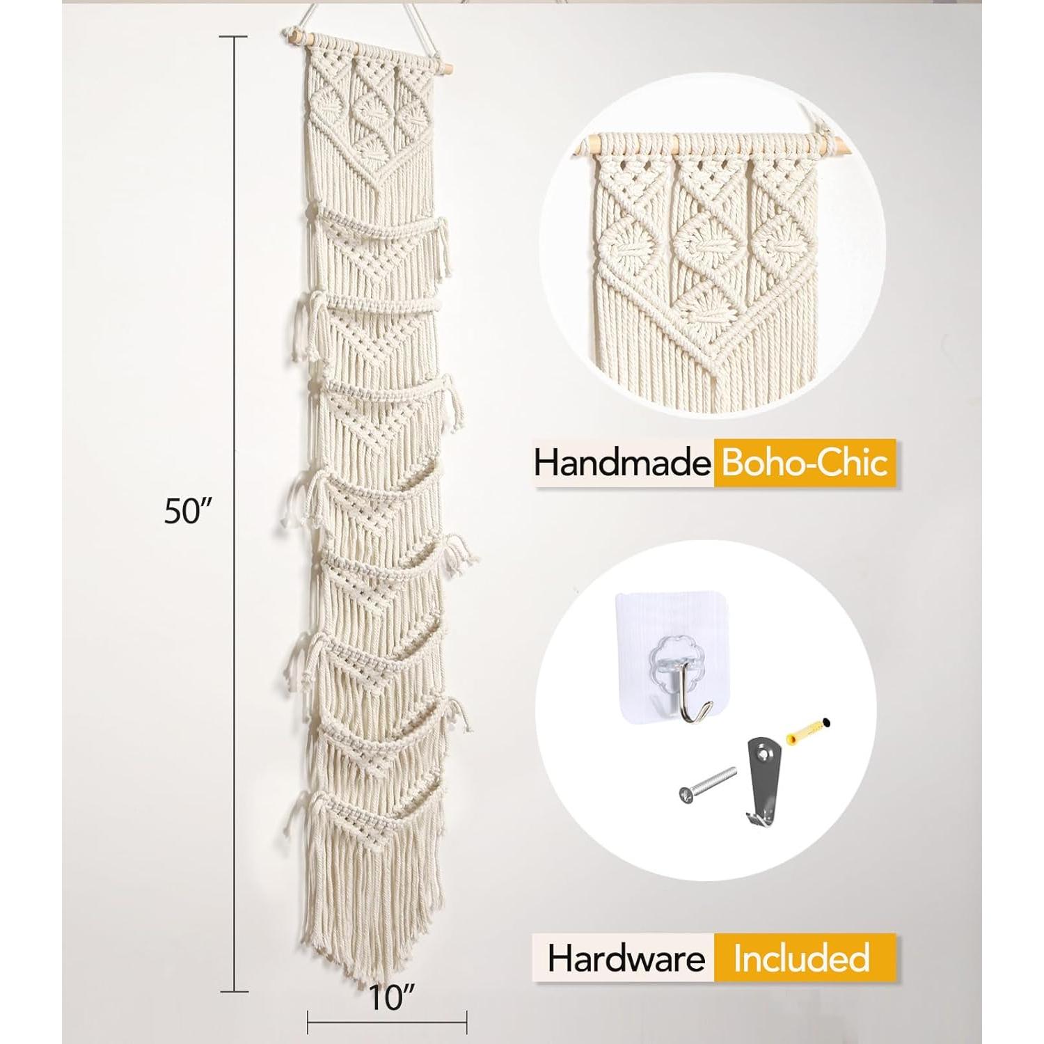 Perchero de Gorras Clysuply de Macramé Beige para 8 Gorras