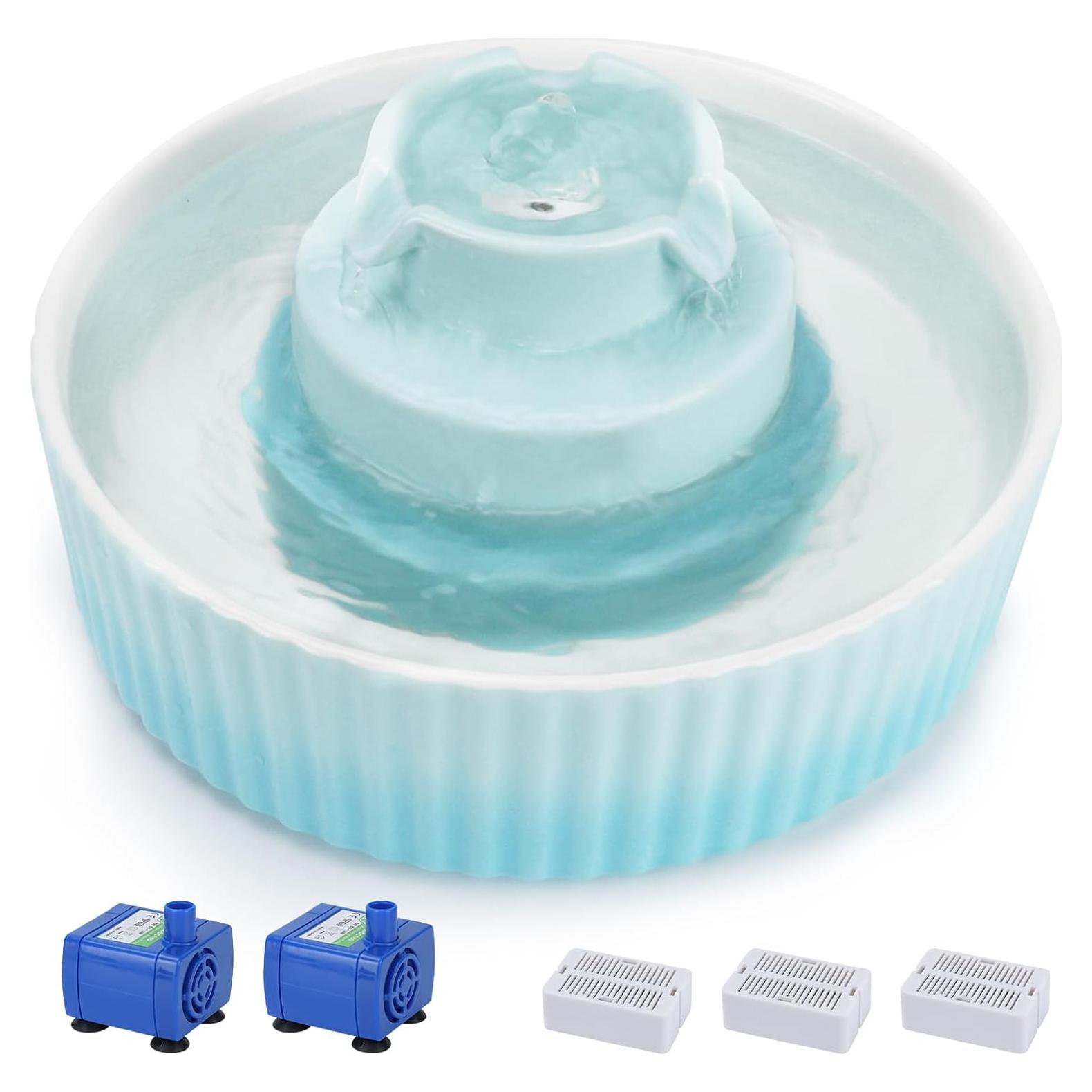 Fuente de Agua para Gatos Cerámica Lawfery 2.1L Azul Claro