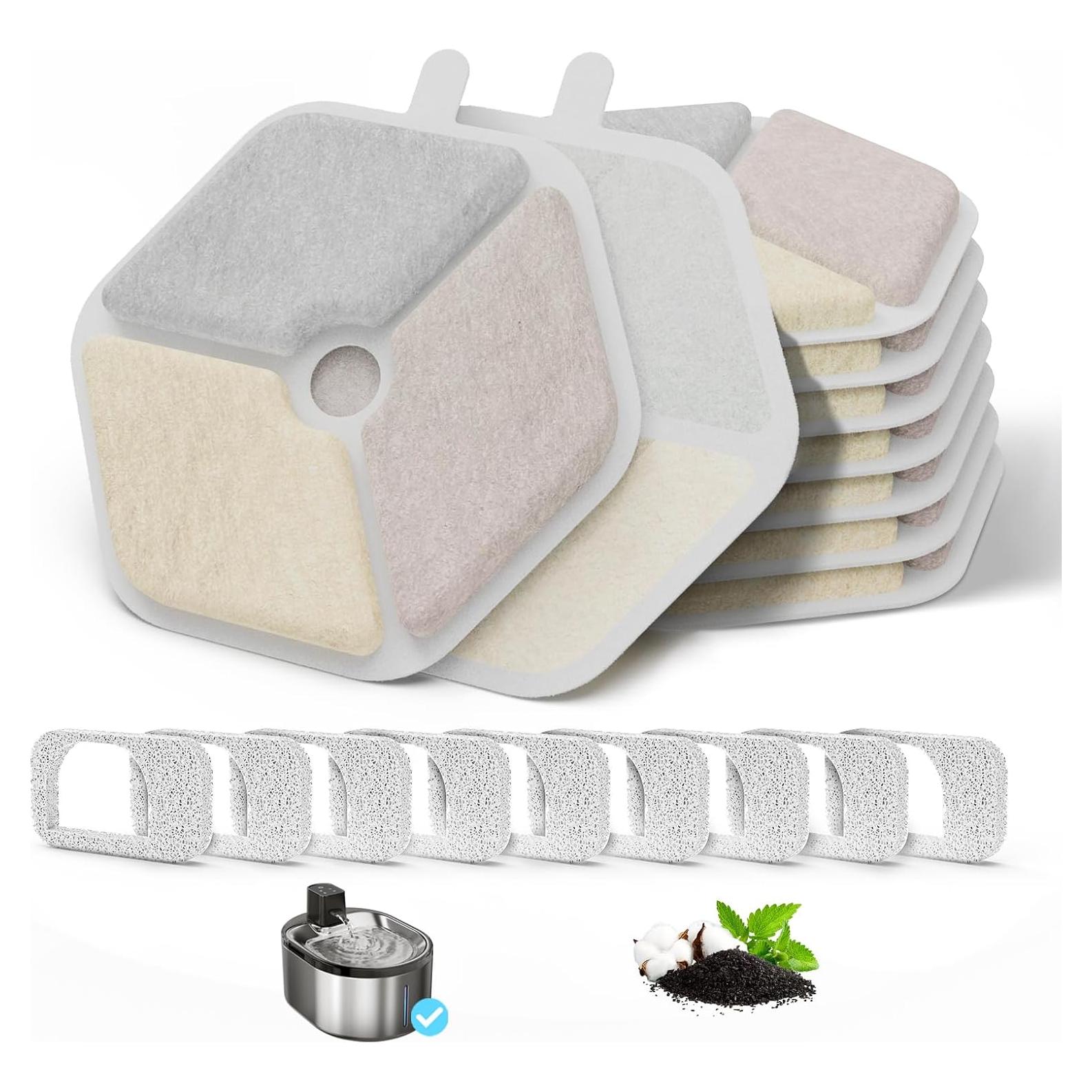 Filtro y Esponjas ITSCUTE para Fuente de Agua Gatos 9+9 Pack