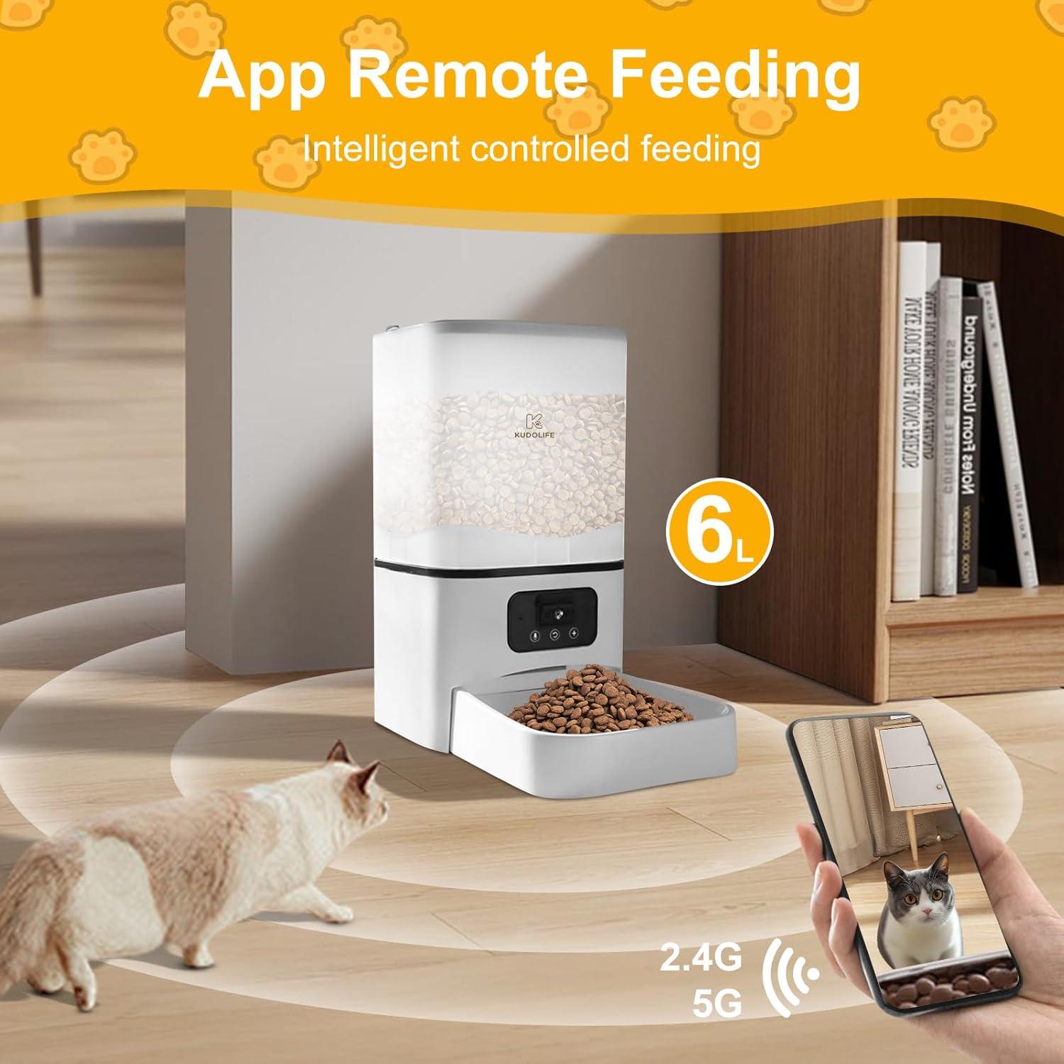 Comedero Automático KUDOLIFE 6L con Control APP y Cámara