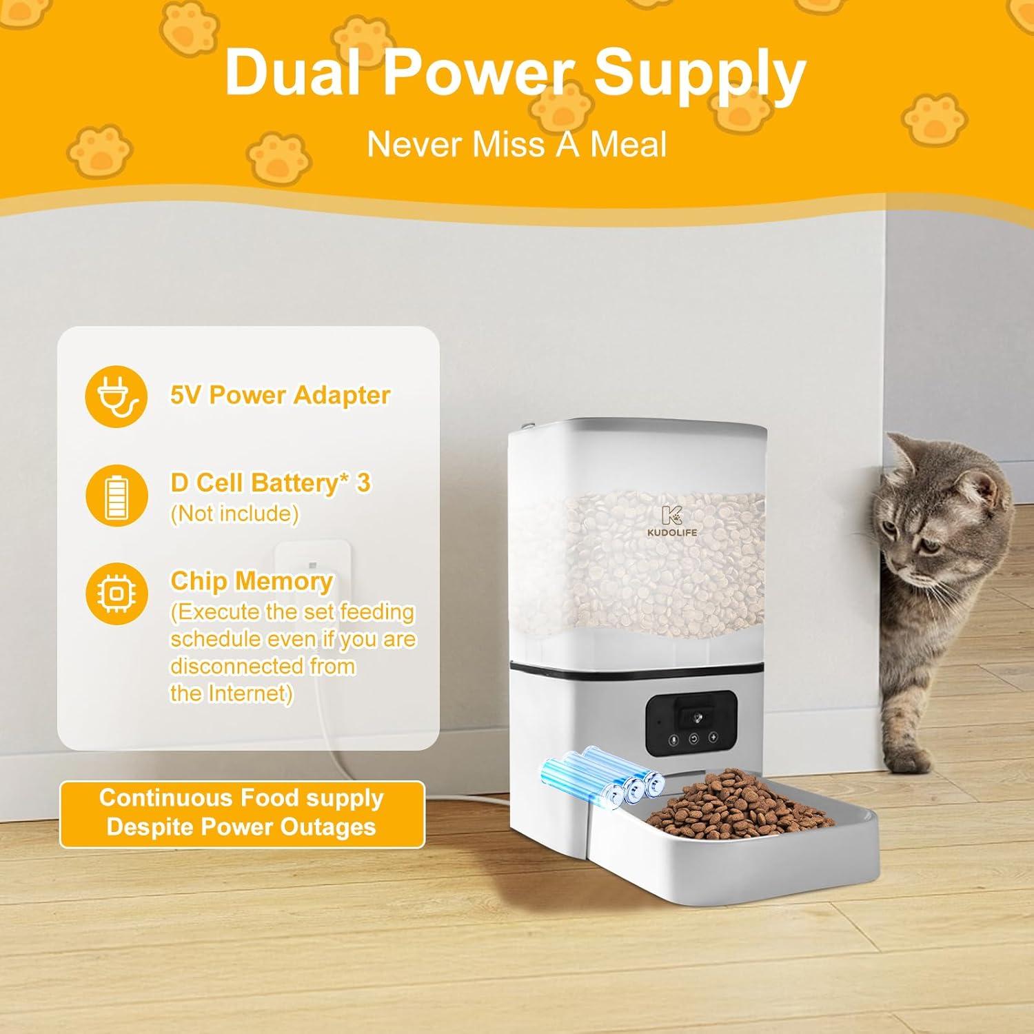 Comedero Automático KUDOLIFE 6L con Control APP y Cámara