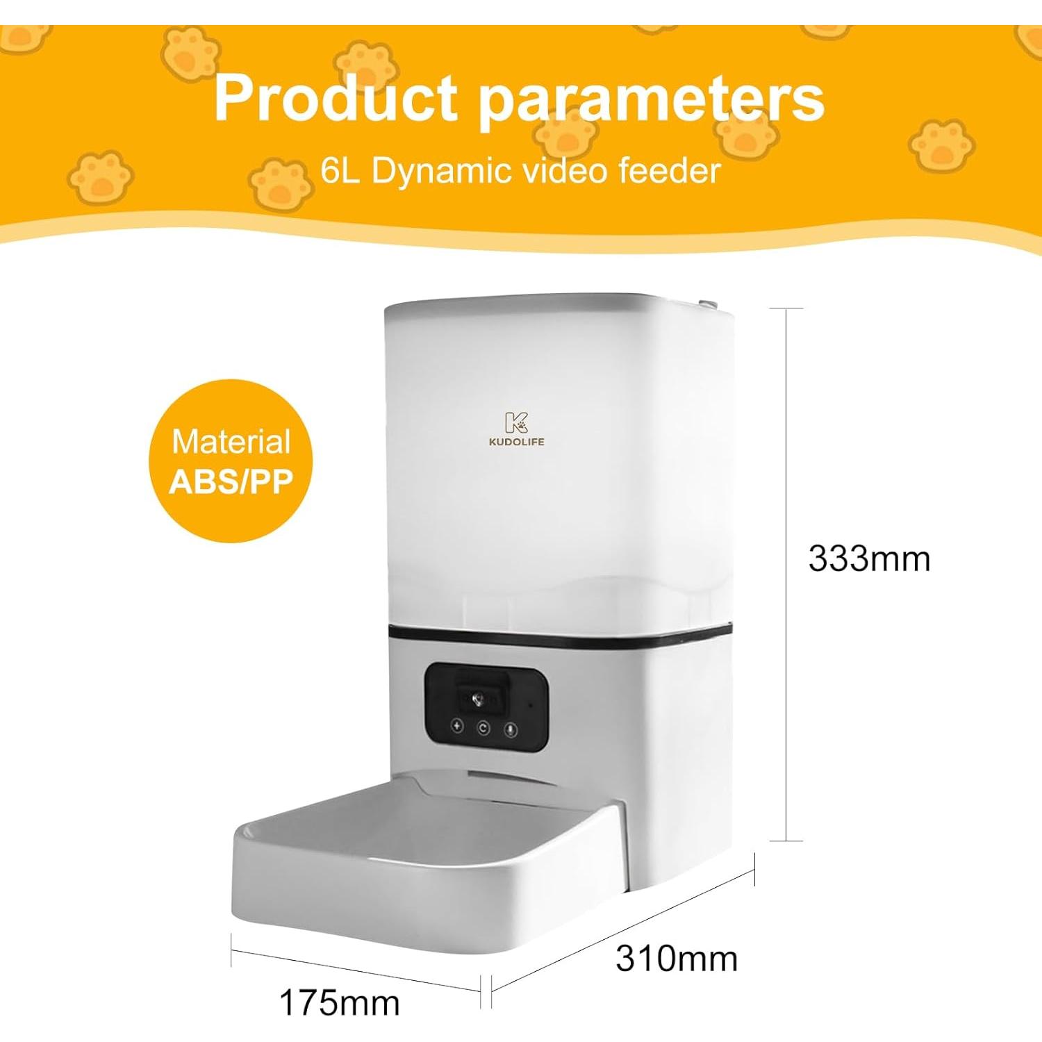 Comedero Automático KUDOLIFE 6L con Control APP y Cámara