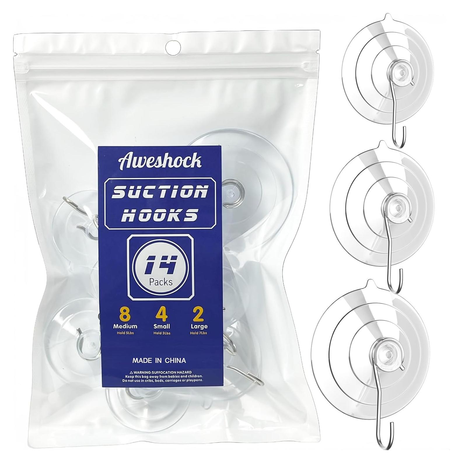 Ganchos de Succión Aweshock 14 Piezas Impermeables Transparentes