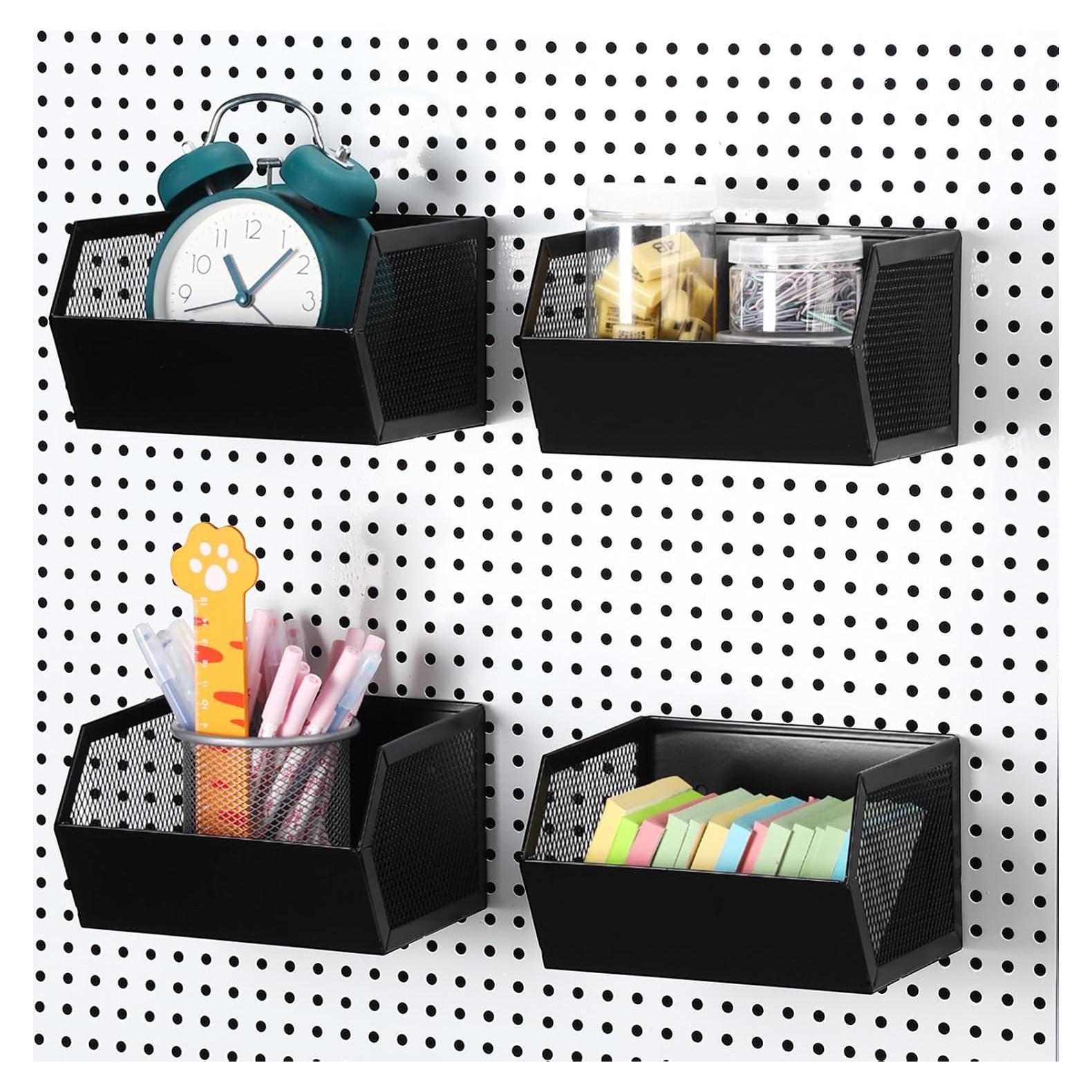 Cestas Magnéticas de Almacenamiento Zonon - 4 Pcs, Negro, 16x14.5x10 cm