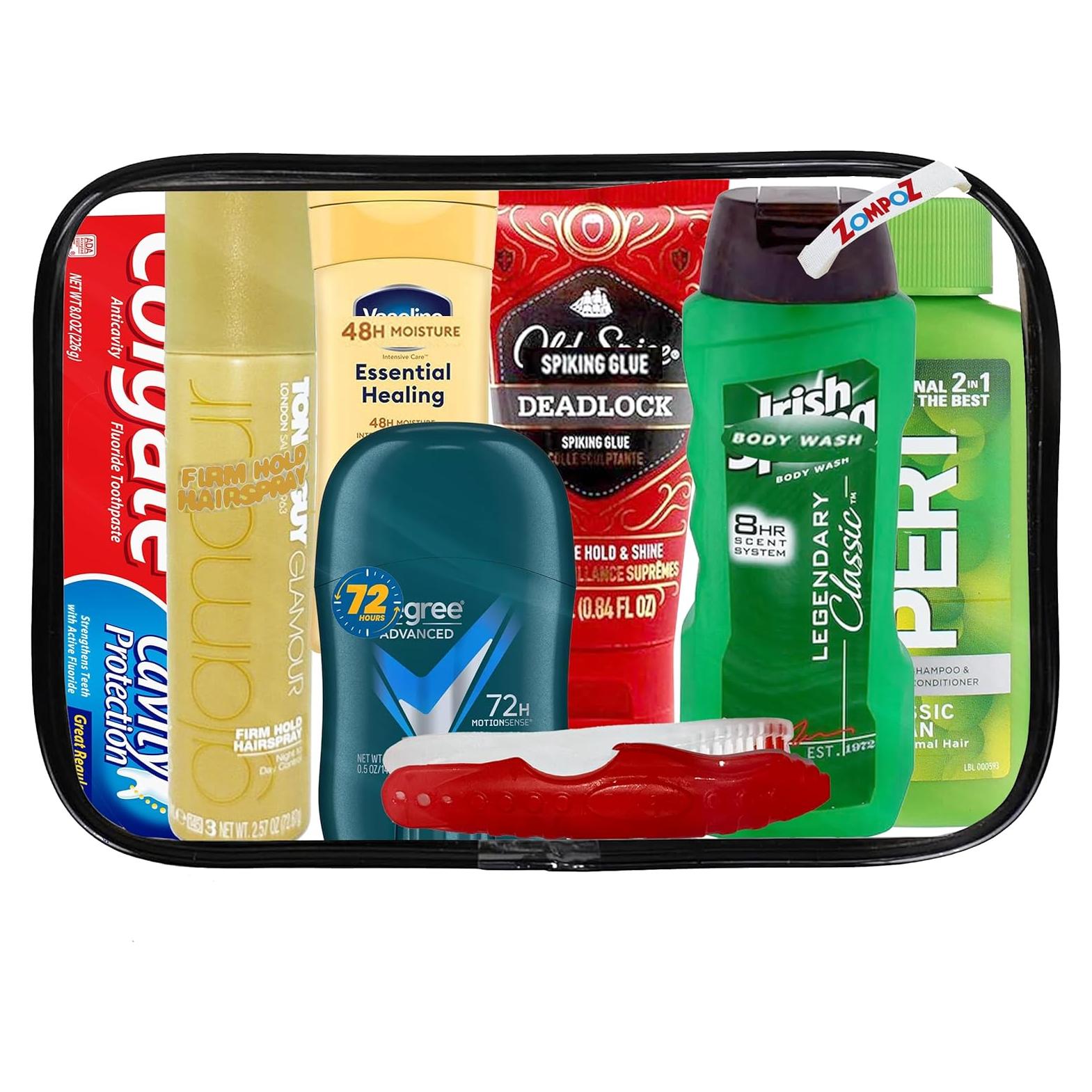 Kit de Aseo para Hombres ZompoZ - 8 Artículos TSA en Bolsa