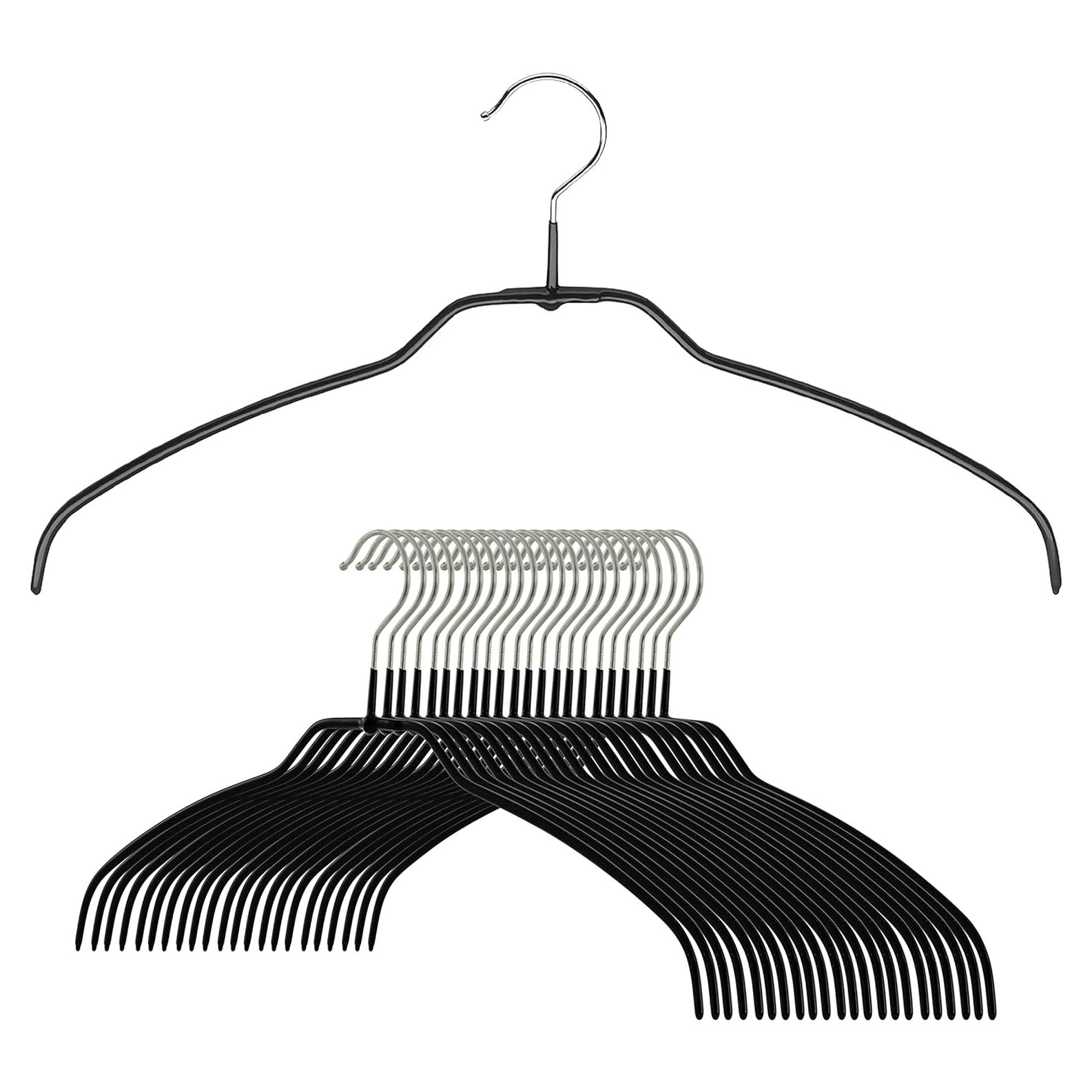 Perchas Antideslizantes Ultra Delgadas MAWA - Paquete de 24, Negro