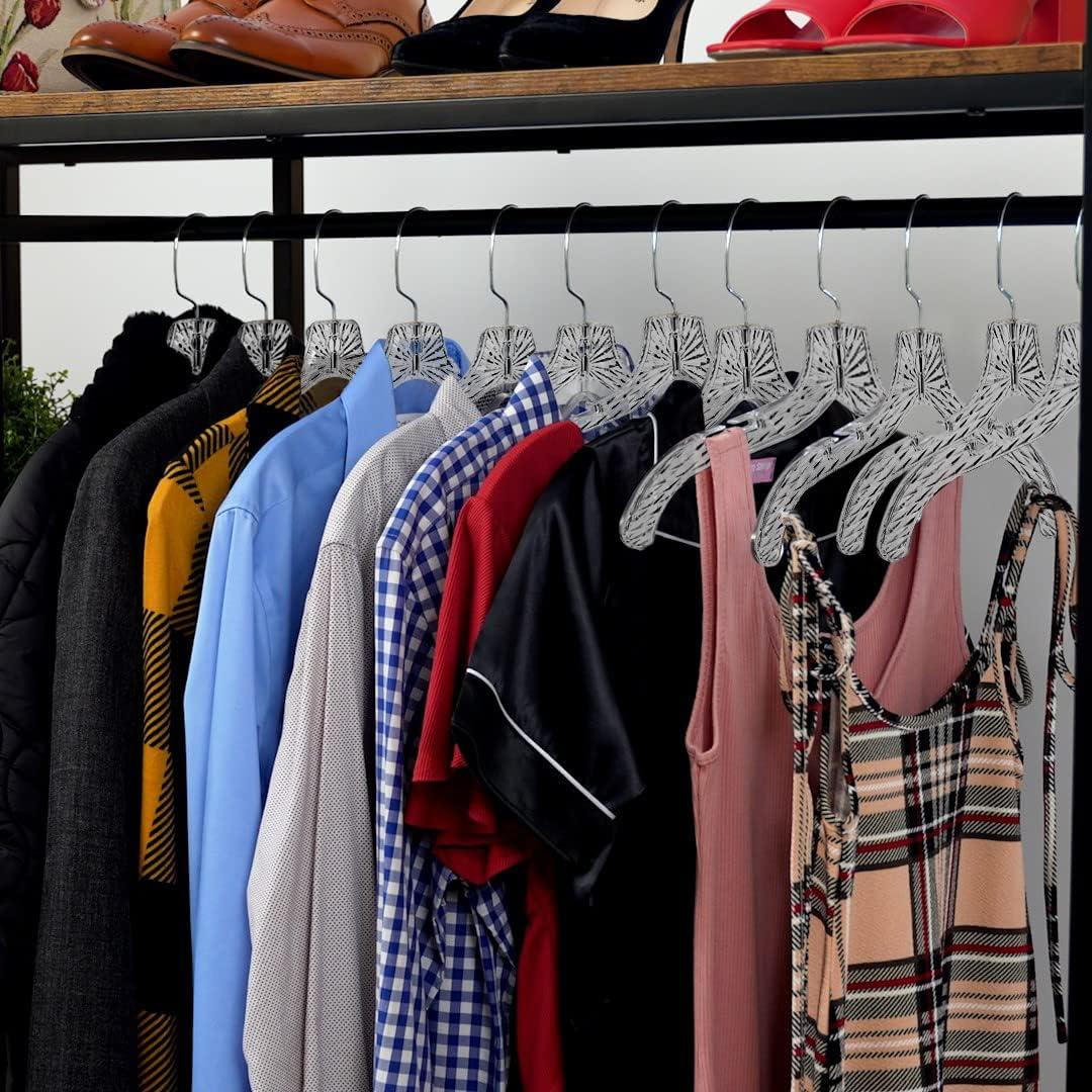 Juego de 12 Perchas de Plástico DEILSY Transparentes Antideslizantes