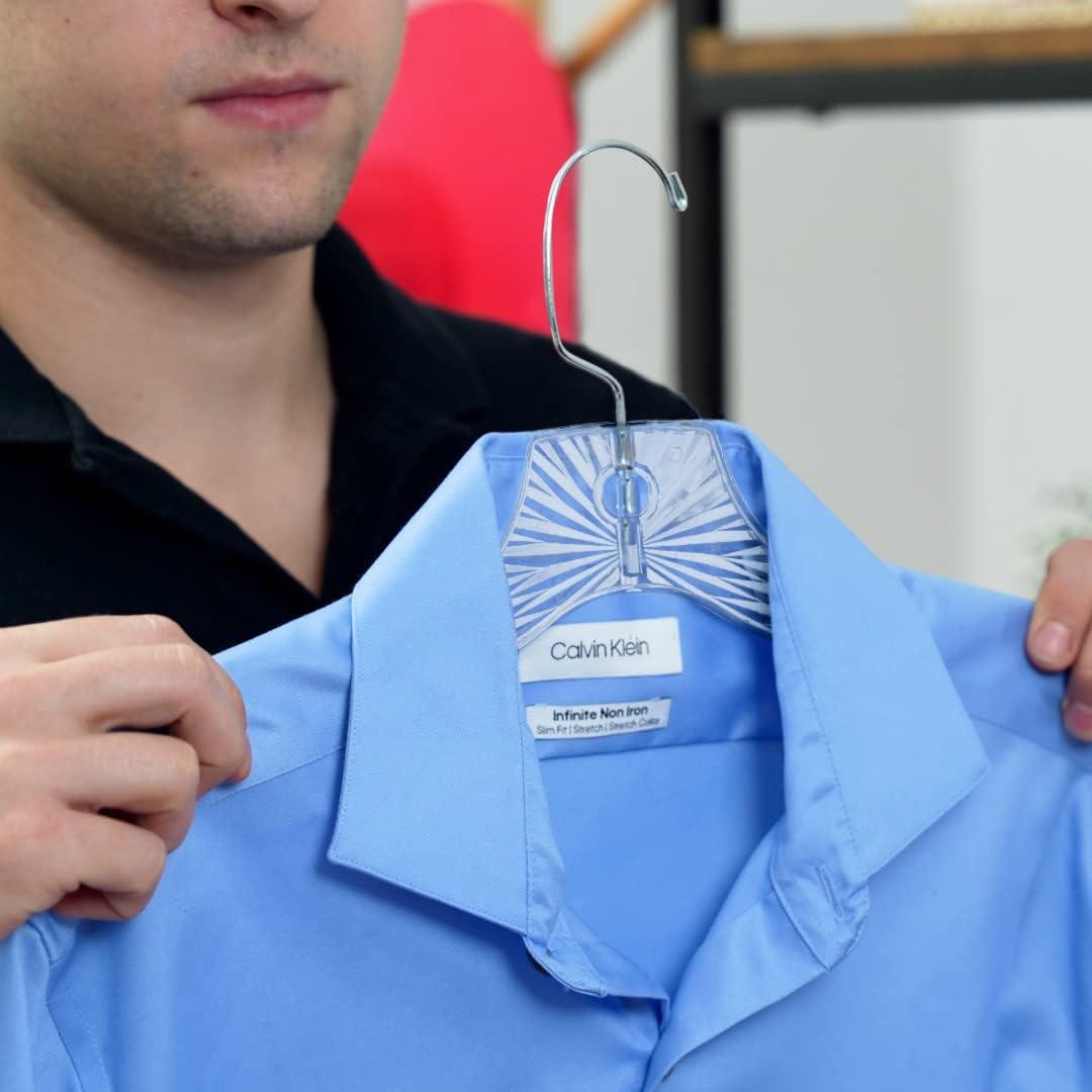 Juego de 12 Perchas de Plástico DEILSY Transparentes Antideslizantes