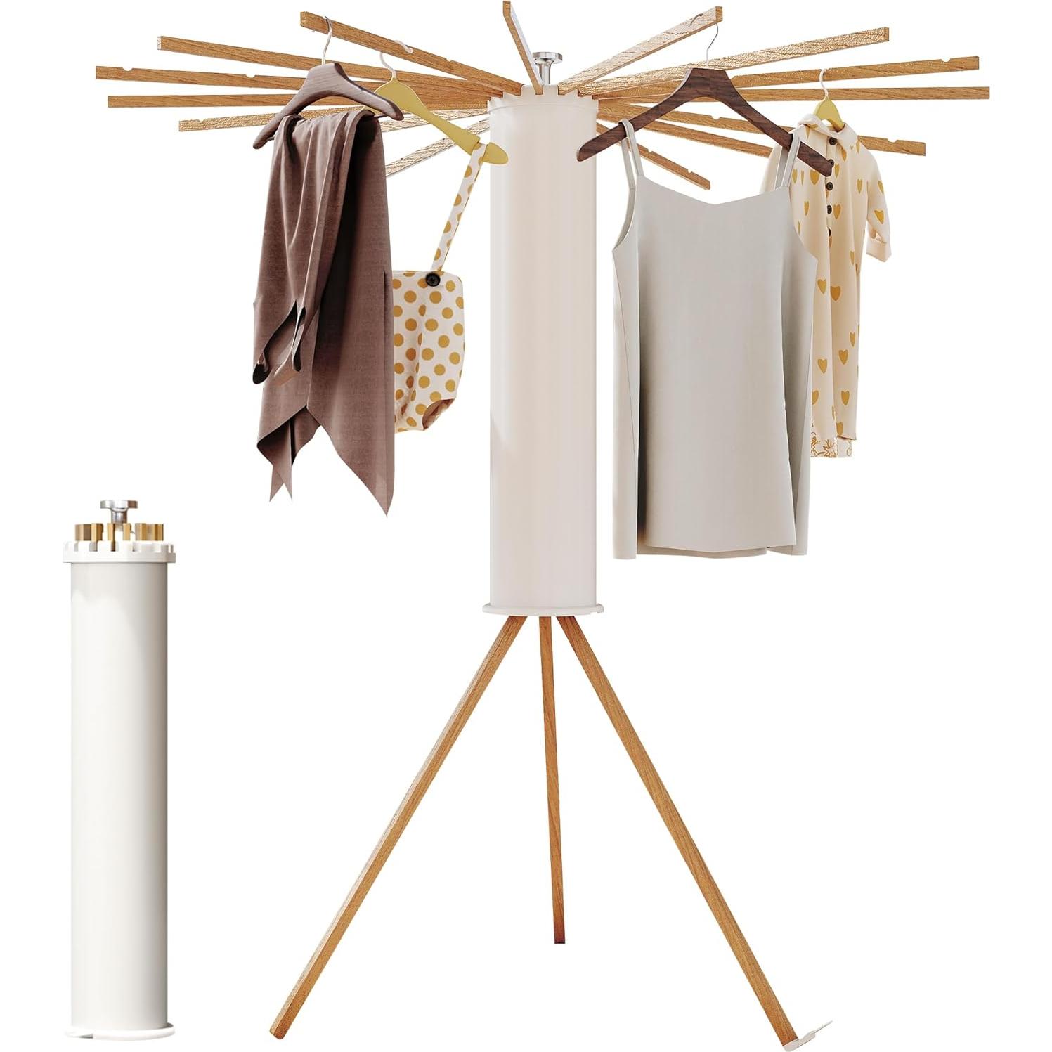 Soporte Plegable para Secar Ropa BOQORAD 16 Postes Madera