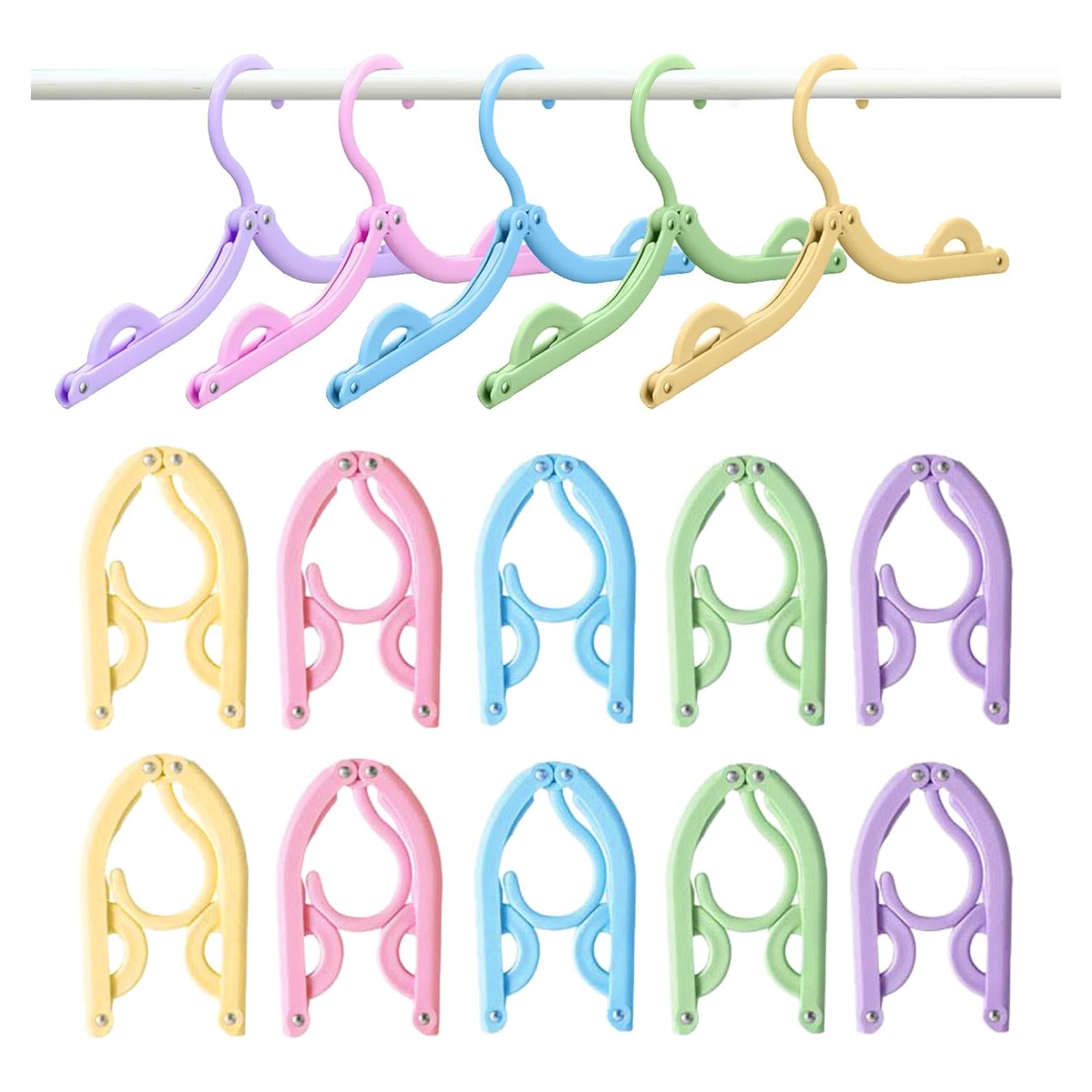 10 Perchas de Viaje Plegables ZSFUMYU Coloridas 46x16.5cm
