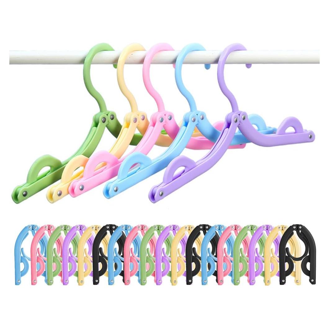18 Perchas Plegables de Viaje Heshebuy Multicolor
