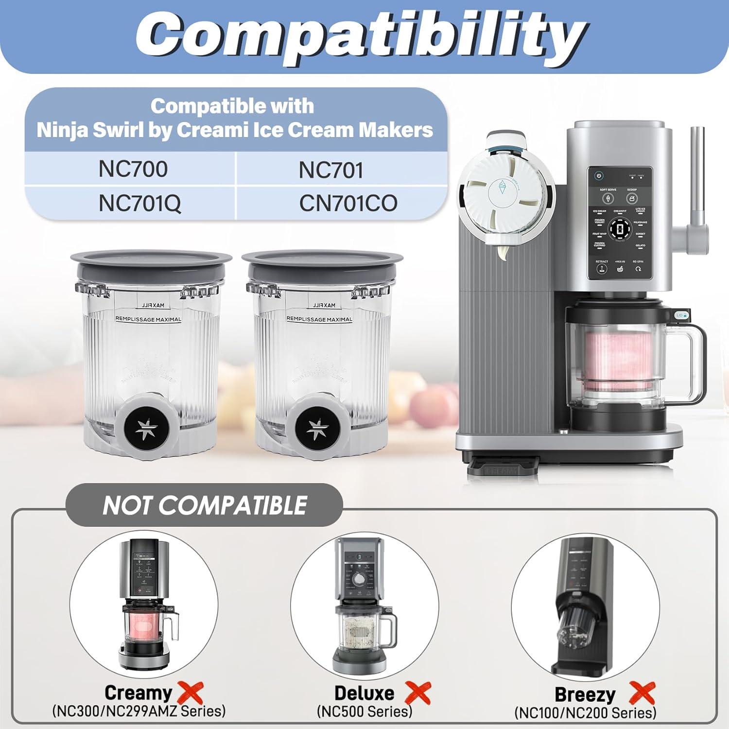 Recipientes de Reemplazo NANOBABY para Ninja Creami Swirl 16oz - Paquete de 4