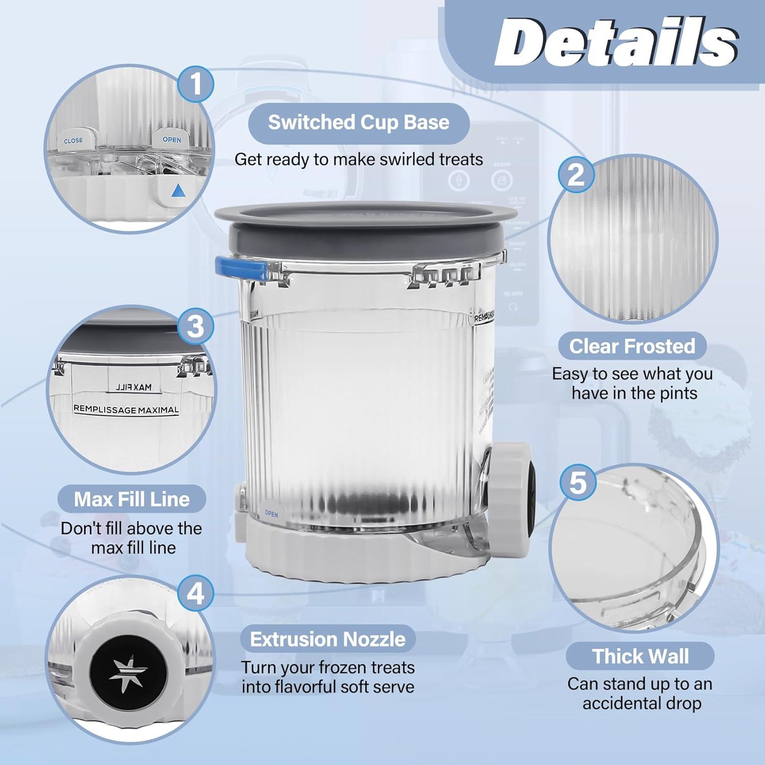 Recipientes de Reemplazo NANOBABY para Ninja Creami Swirl 16oz - Paquete de 4