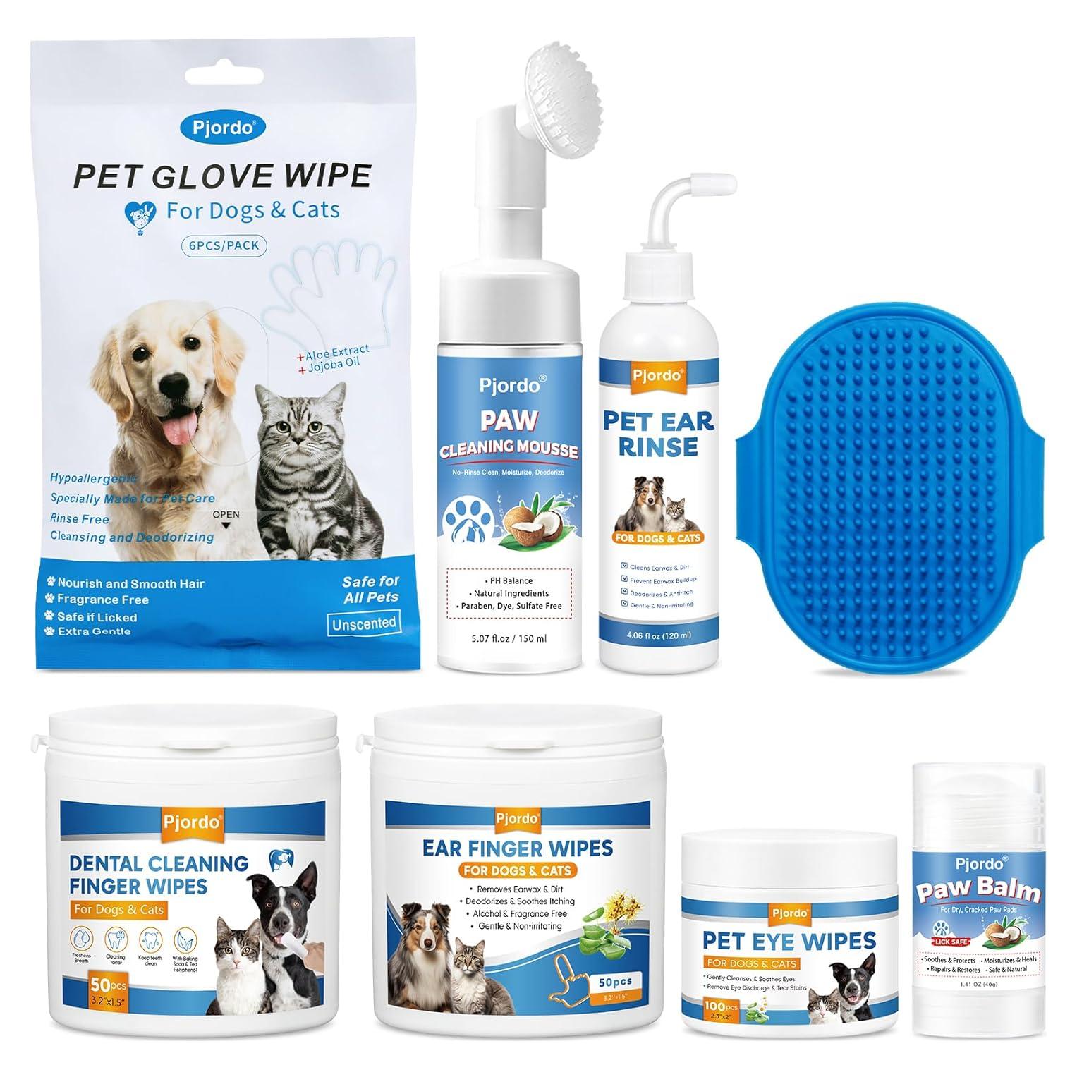 Kit de Limpieza para Perros Pjordo - Toallitas y Limpiadores