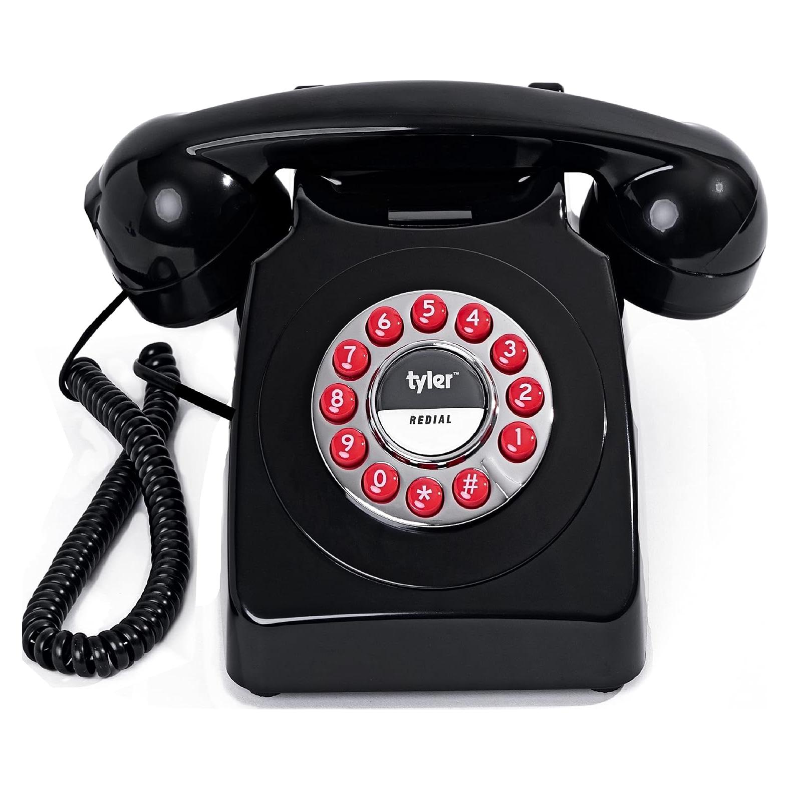 Teléfono de Línea Terrestre Retro Tyler TRP-1 Negro