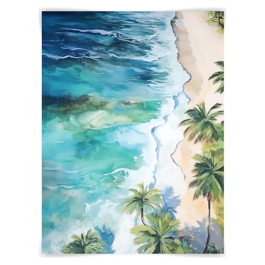 Impresión acuarela playa aérea Gios Studio 17.78x12.7 cm