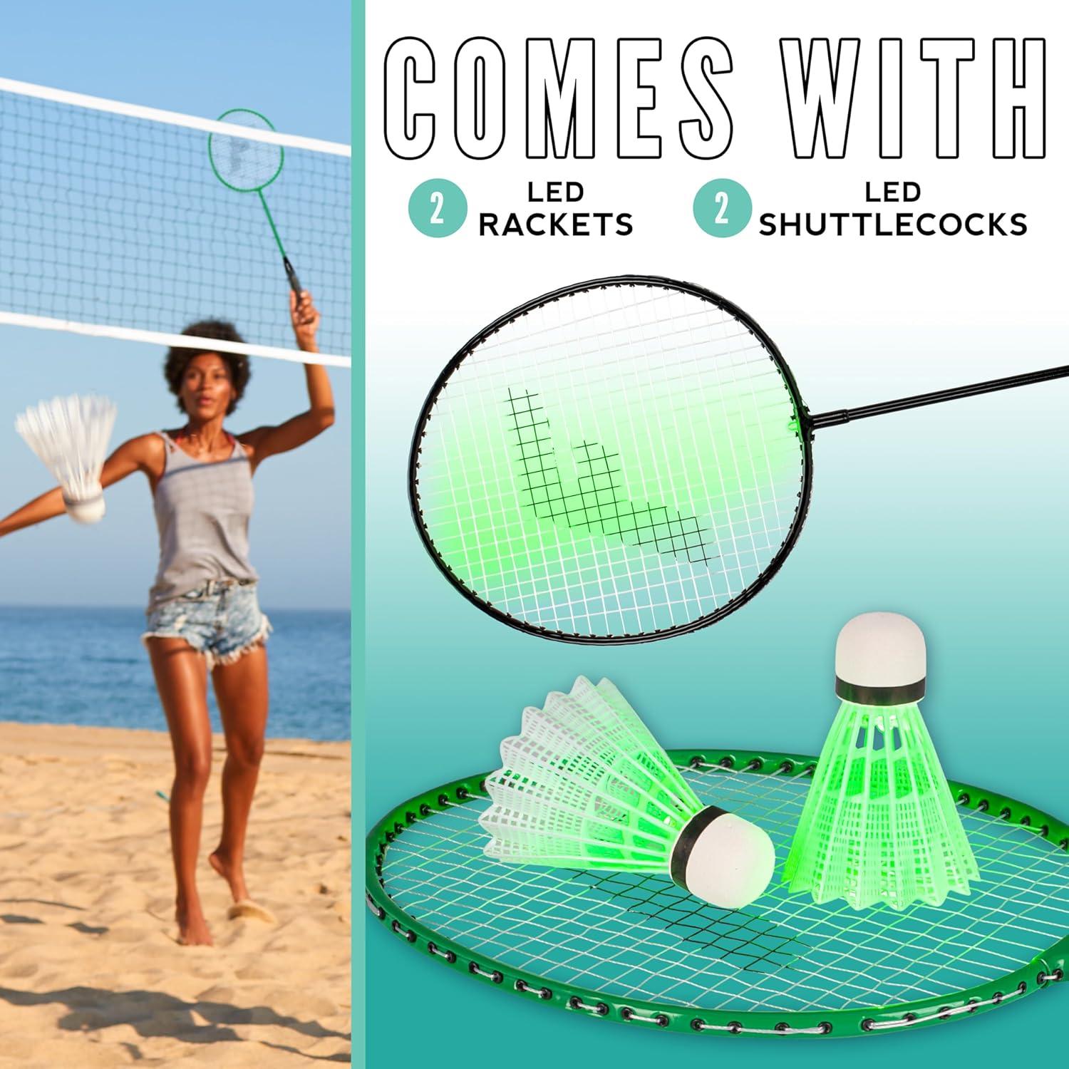 Conjunto de Raquetas de Bádminton Franklin Sports LED 2 Jugadores