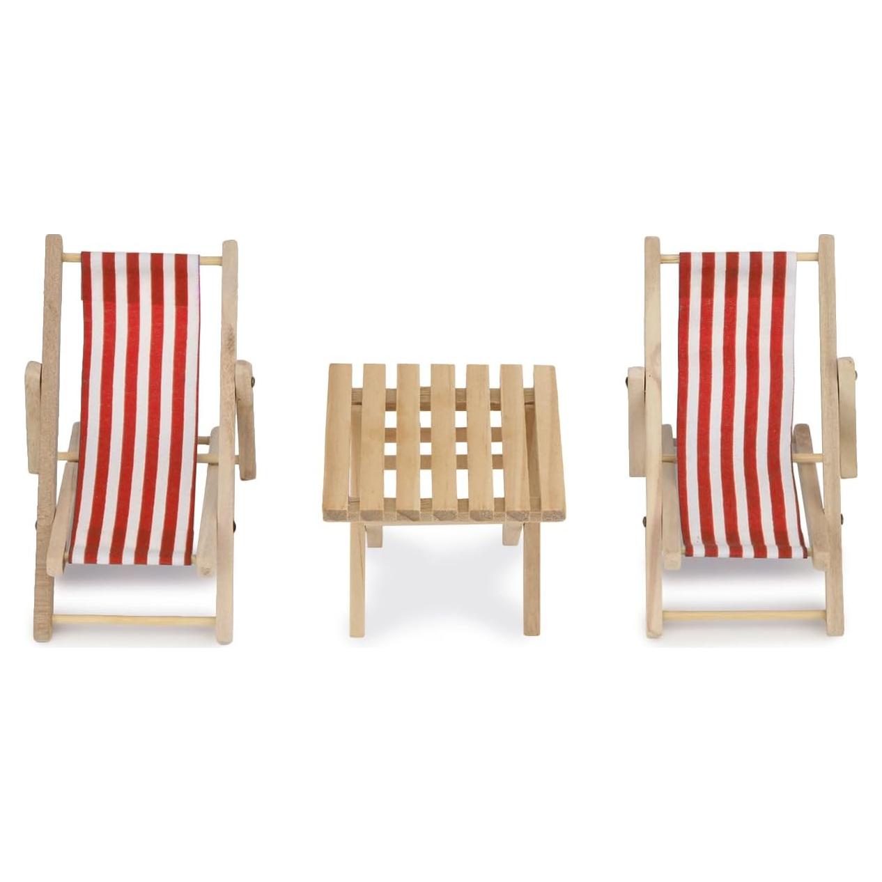 Set Miniatura Sillas de Playa y Mesa Cutemini 1:12 Rojo