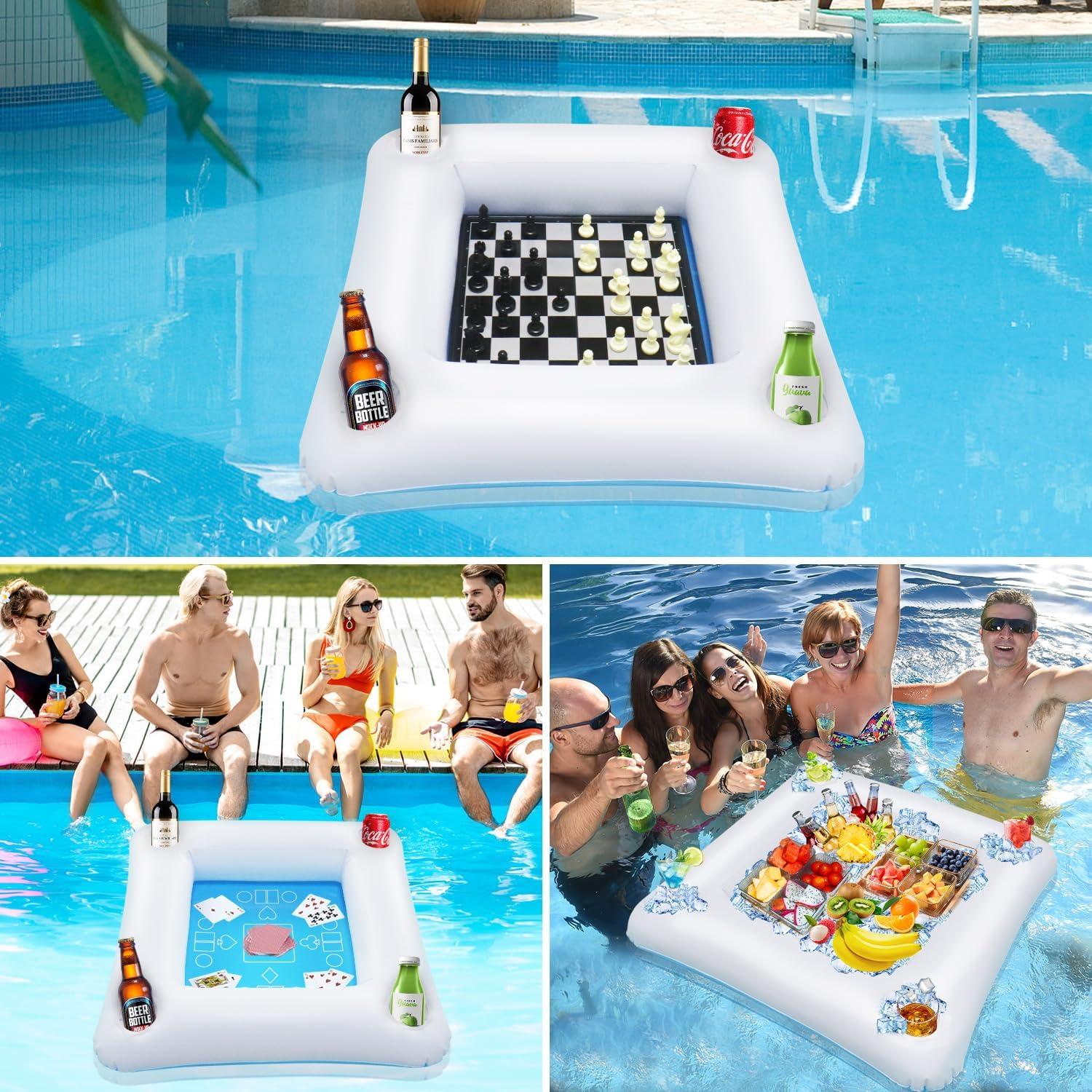 Mesa de Juego Flotante Mostop para Piscina con Ajedrez y Cartas