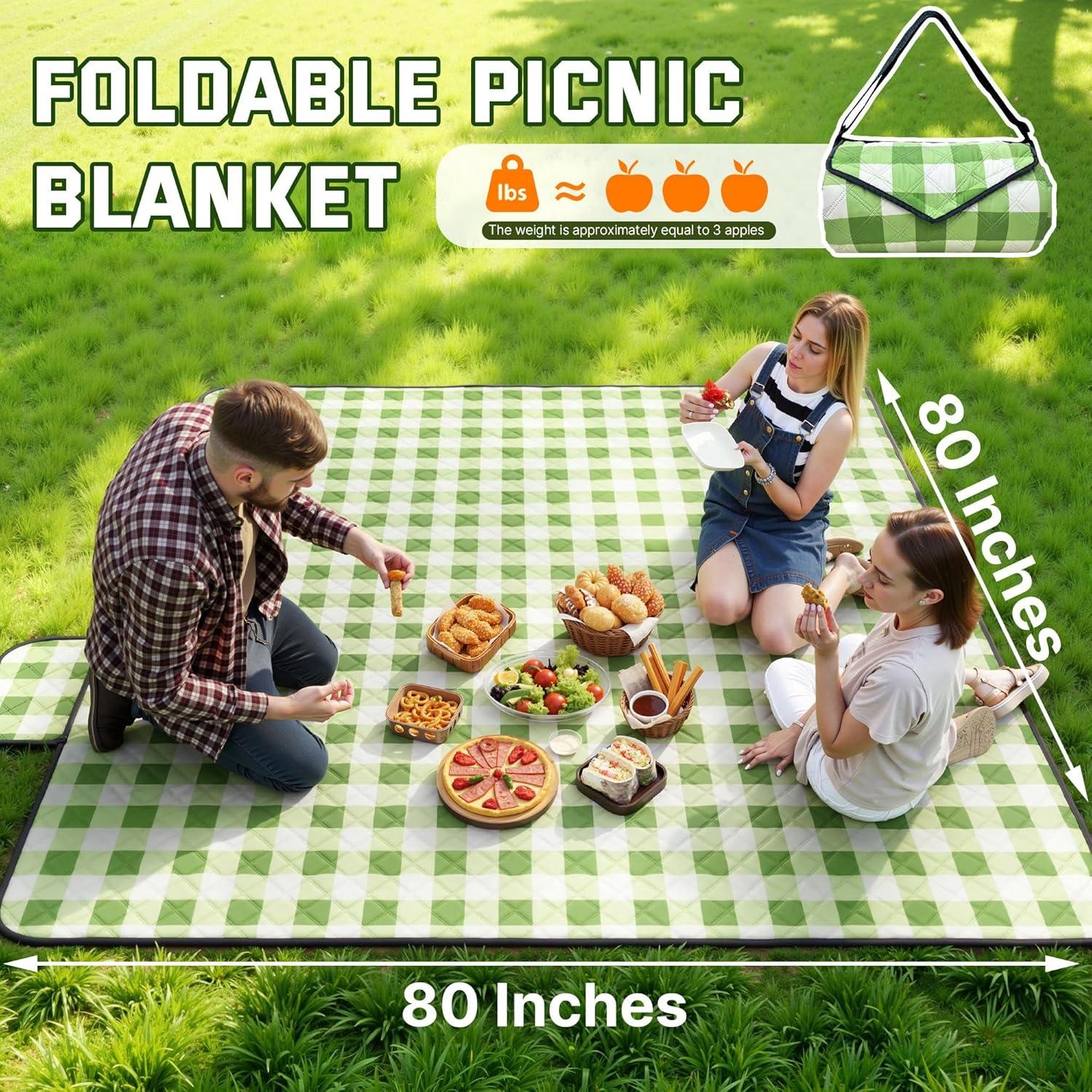 Manta de Picnic Plegable TigeJoy Impermeable 203x203cm Verde
