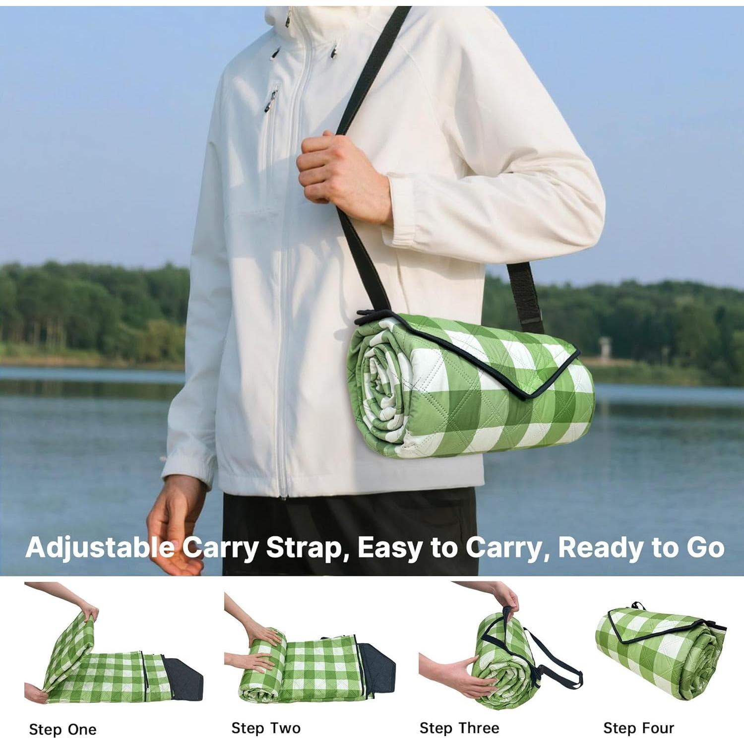 Manta de Picnic Plegable TigeJoy Impermeable 203x203cm Verde