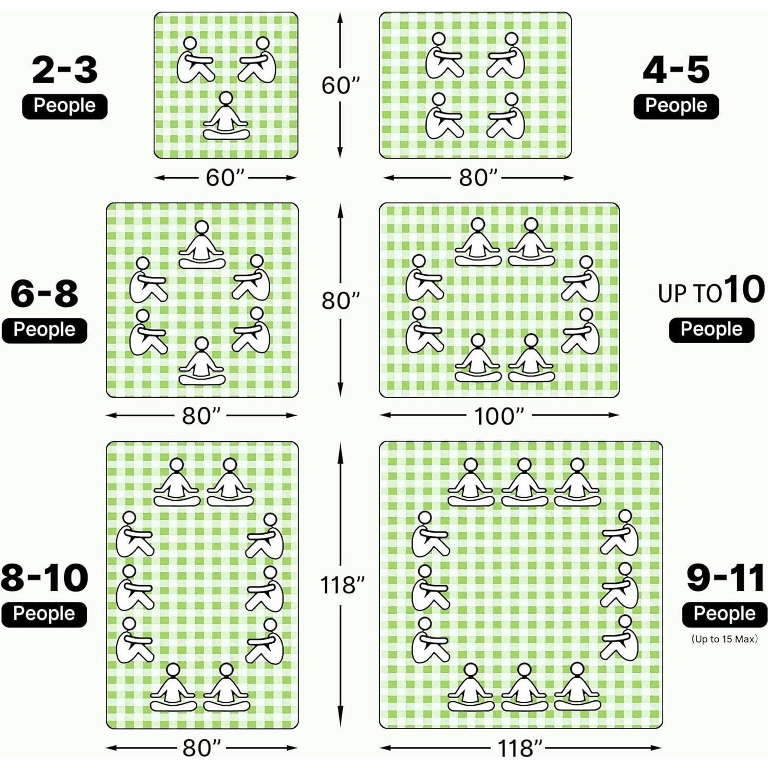Manta de Picnic Plegable TigeJoy Impermeable 203x203cm Verde