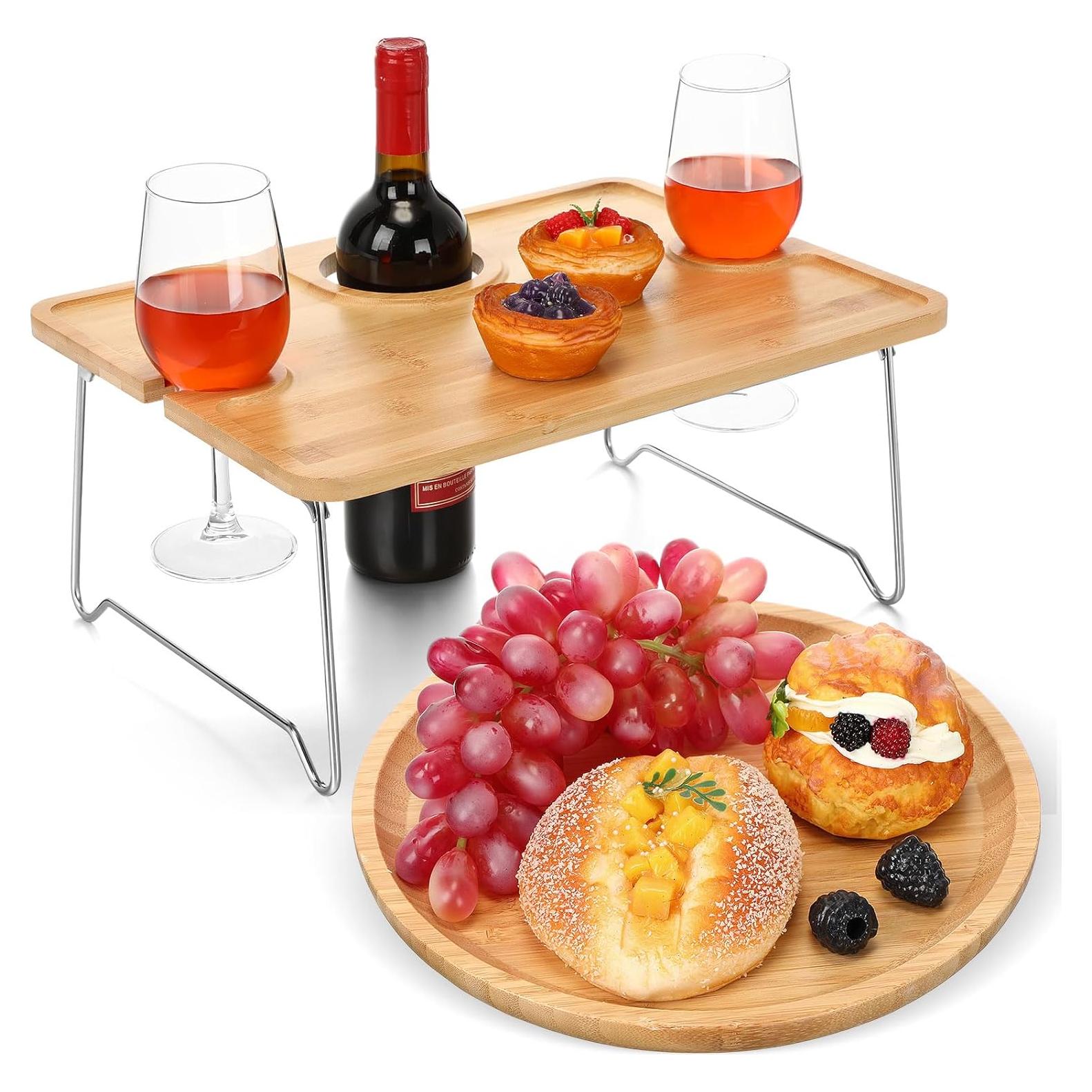 Mesa de picnic plegable Willinglong con bandeja de bambú 2 personas
