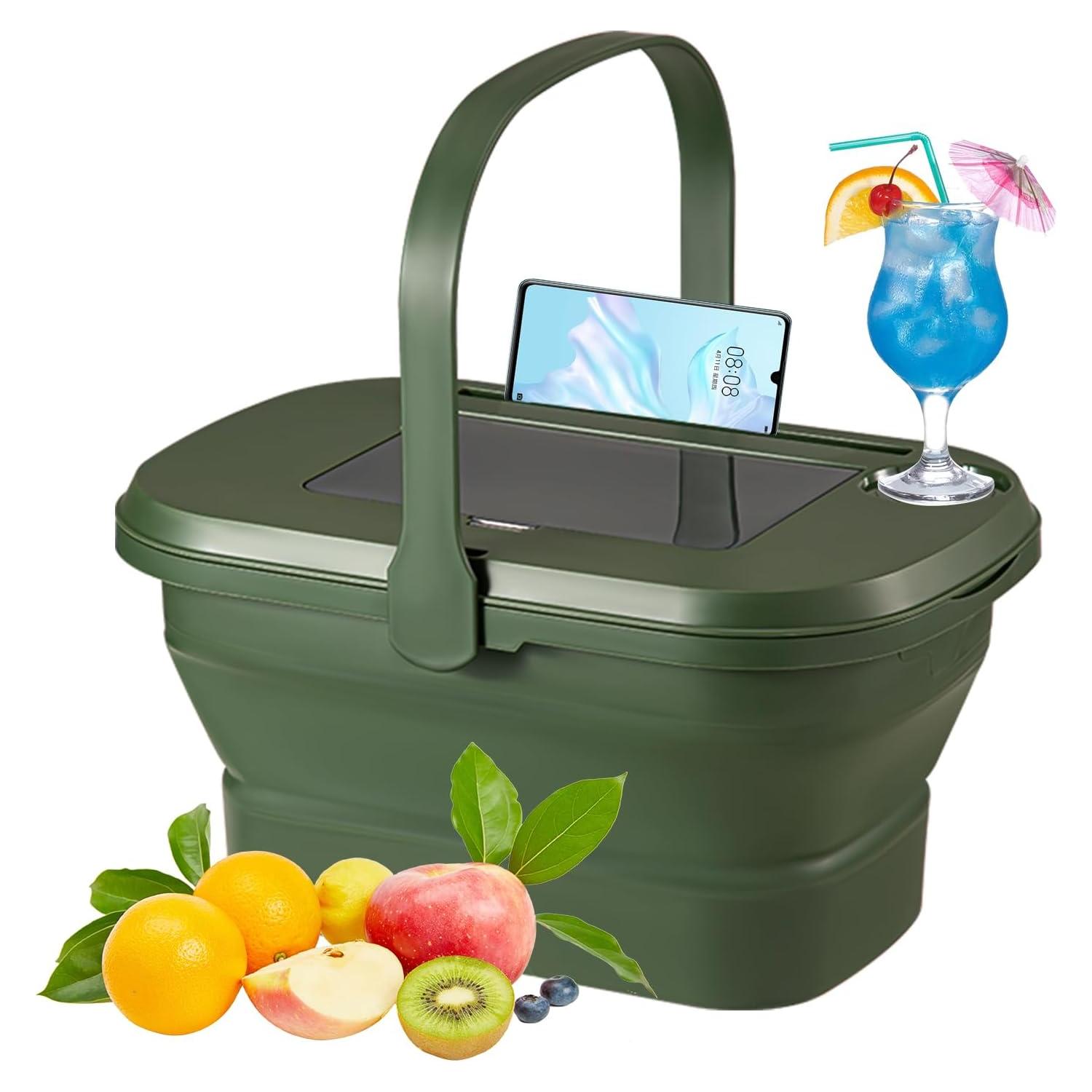 Cesta de Picnic Plegable 16L Verde SEEZENGREEN con Mesa